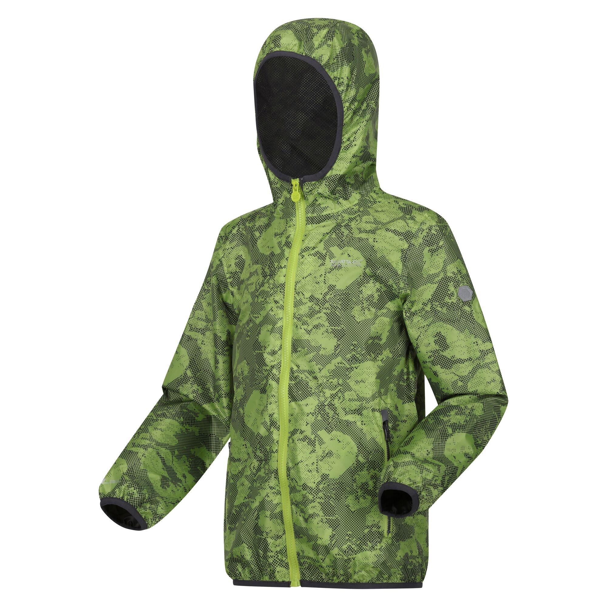 Childrens/Kids Lever Printed Packaway Waterproof Jacket (Green Algae) 4/5