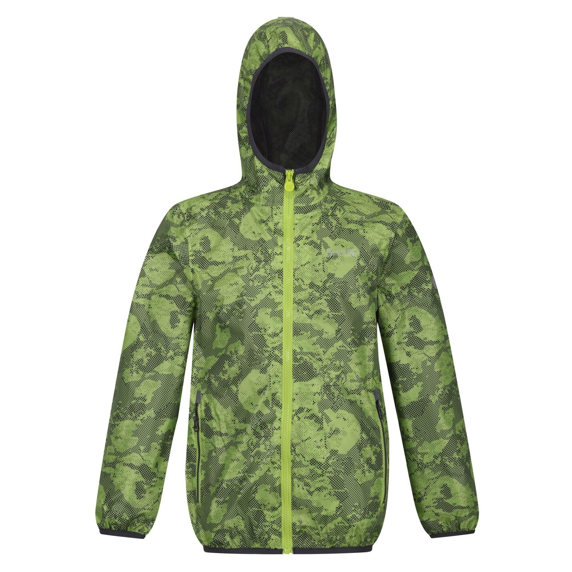 REGATTA Childrens/Kids Lever Printed Packaway Waterproof Jacket (Green Algae)