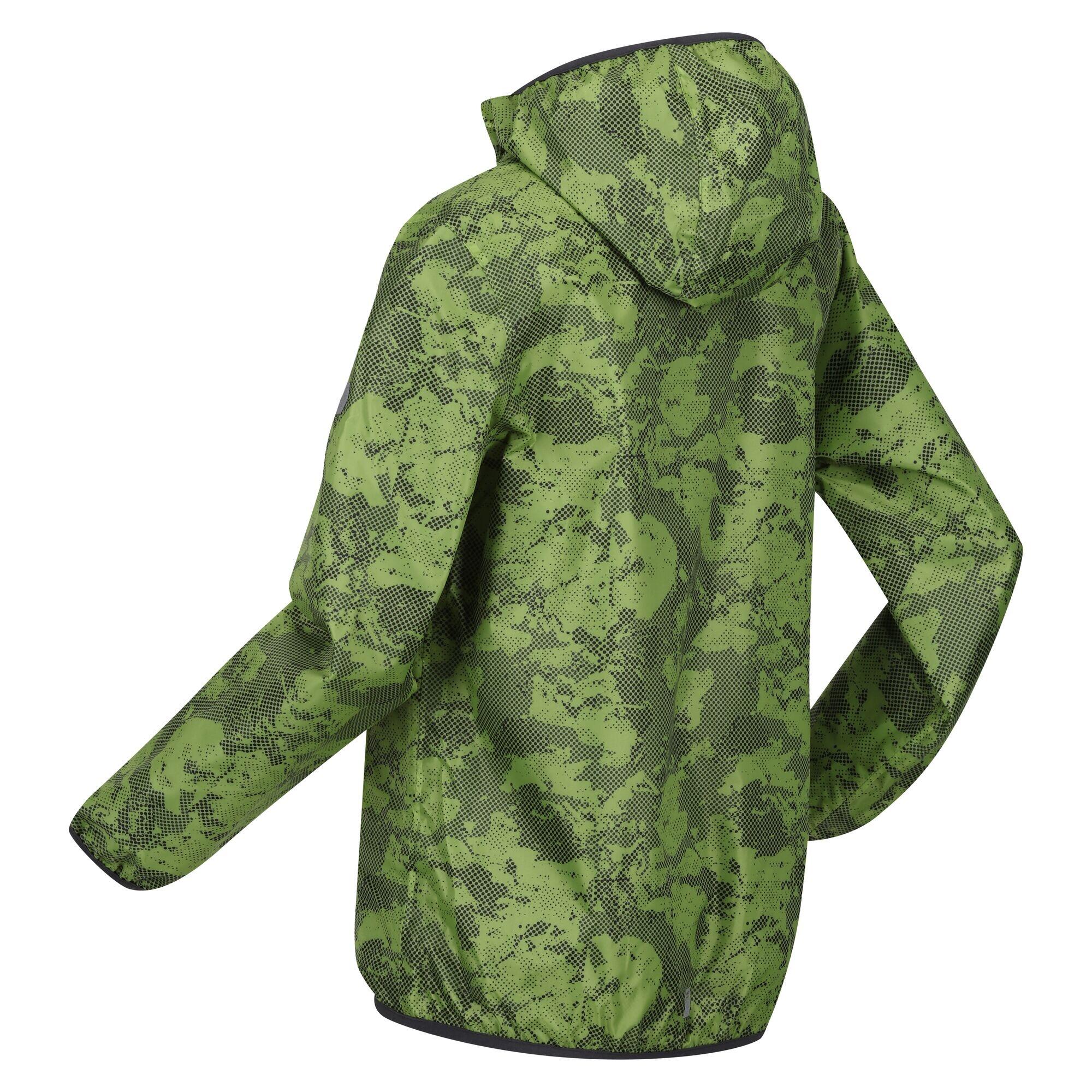 Childrens/Kids Lever Printed Packaway Waterproof Jacket (Green Algae) 3/5