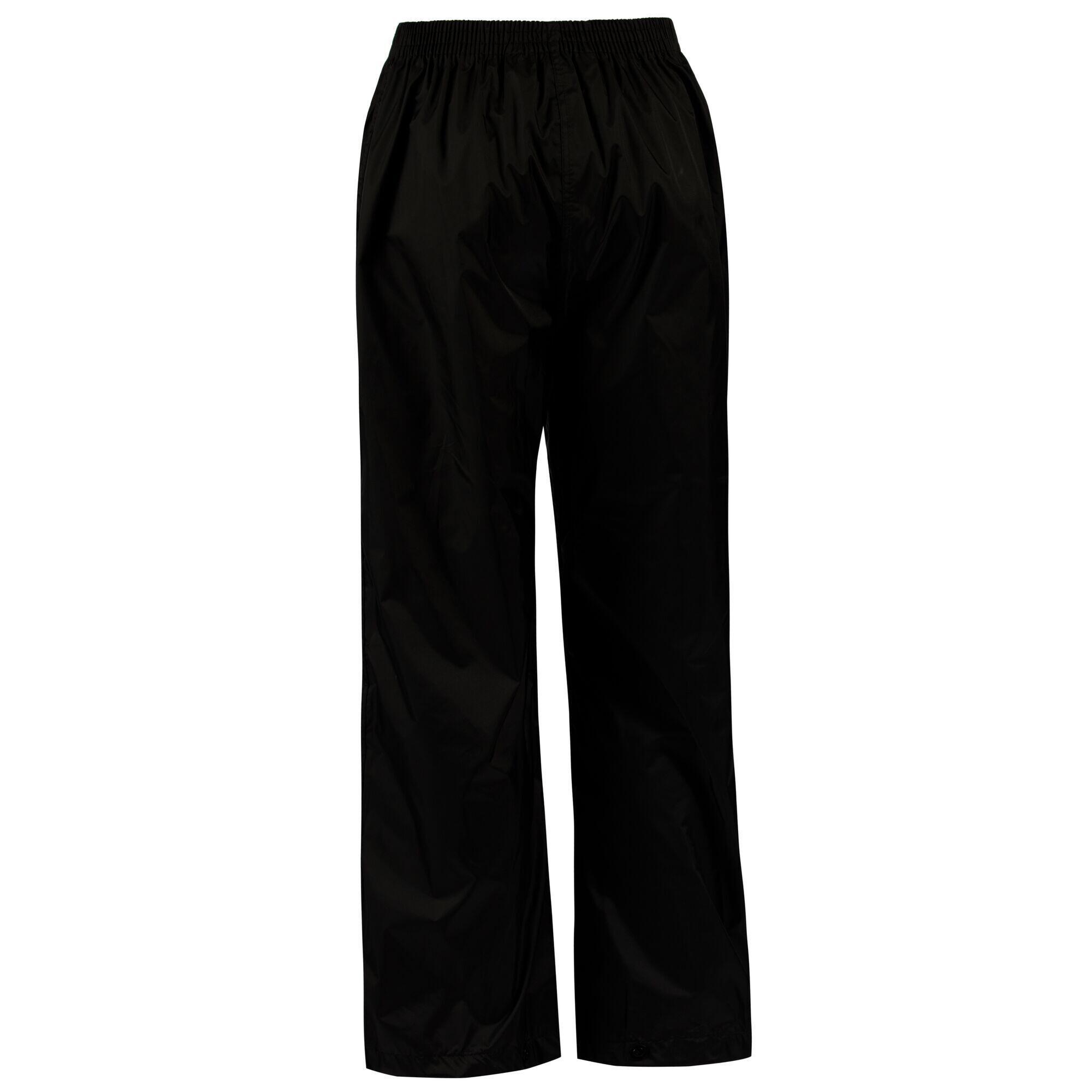 Childrens/Kids Packaway Rain Trousers (Black) 1/4