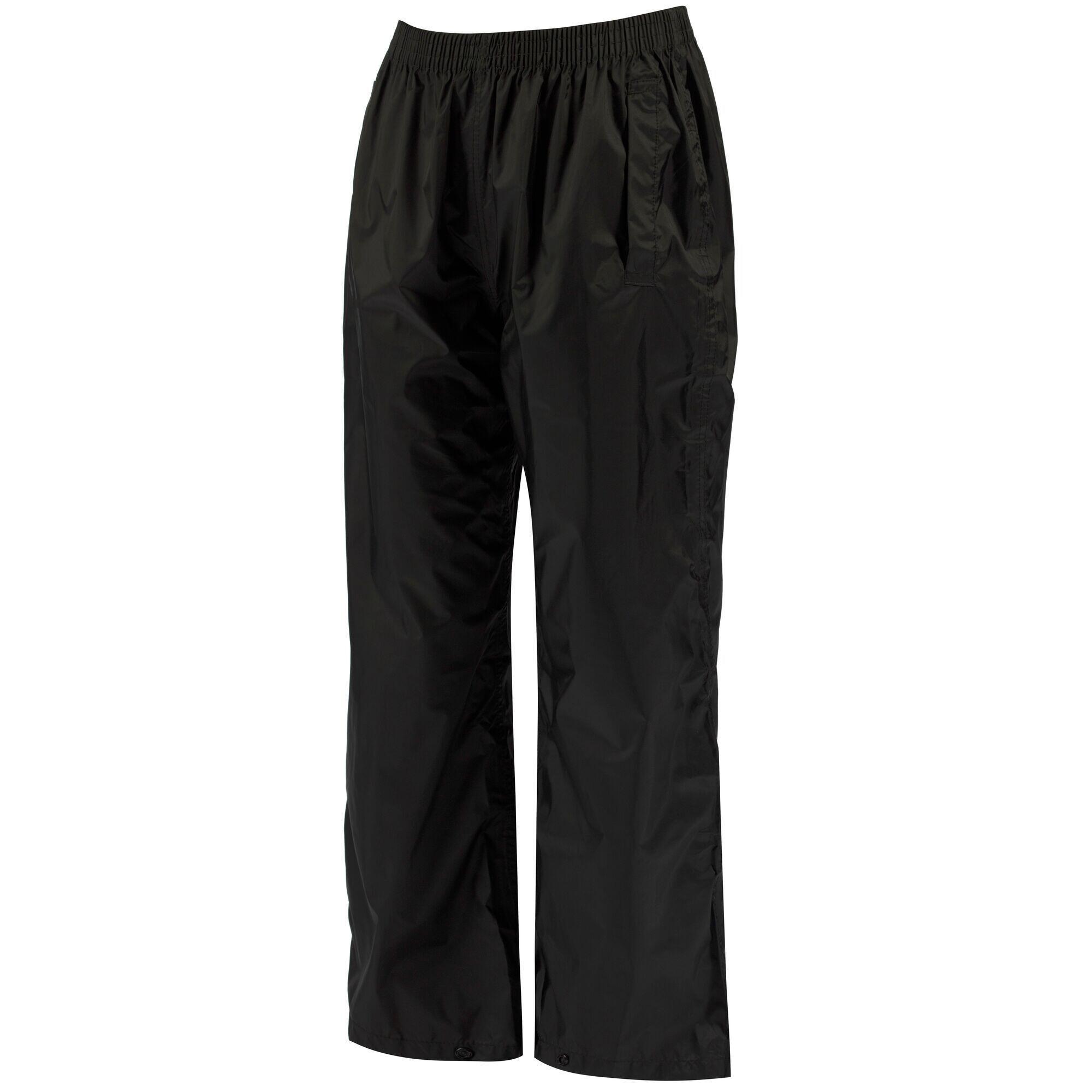 Childrens/Kids Packaway Rain Trousers (Black) 3/4