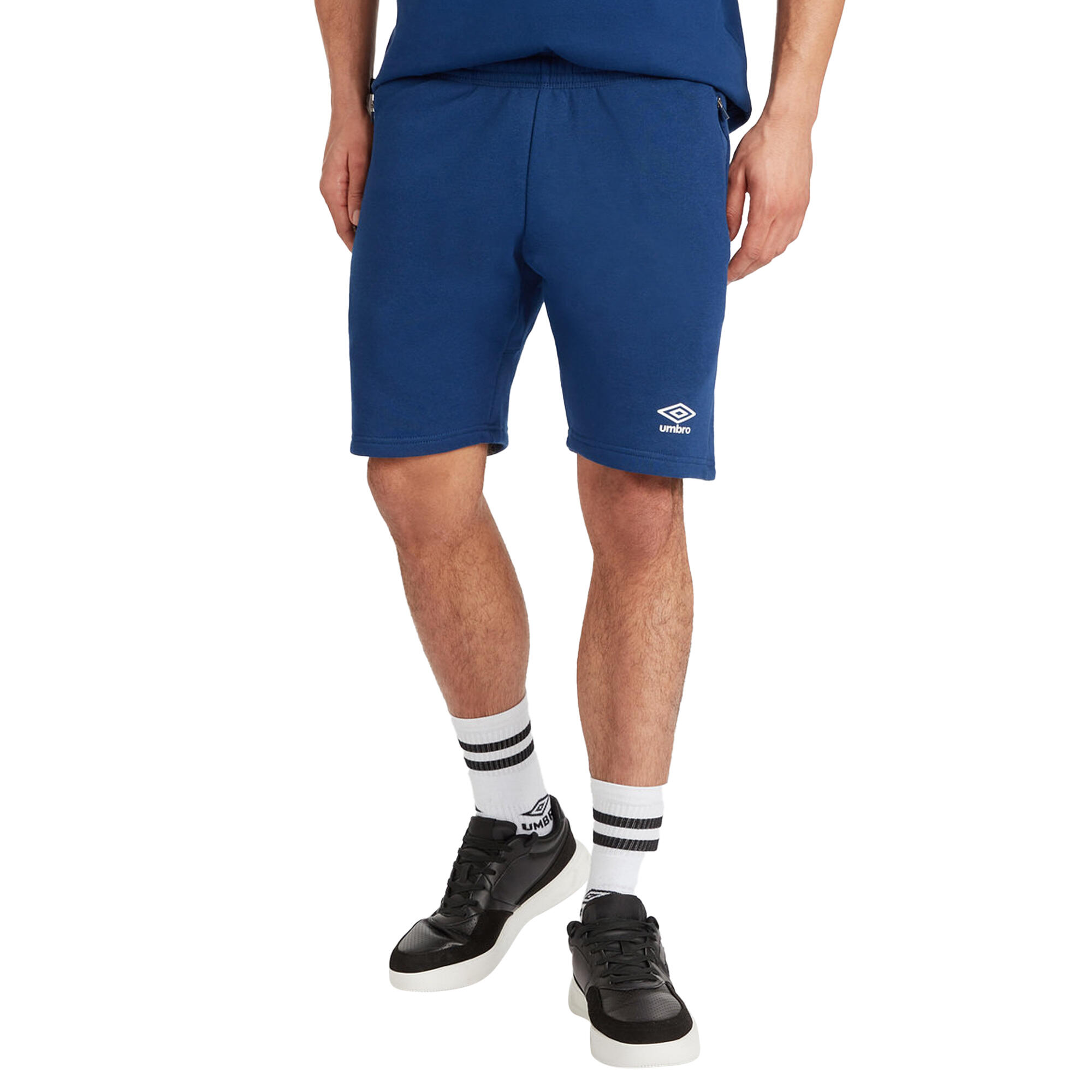 Mens Club Leisure Shorts (Navy Blue/White) 3/4