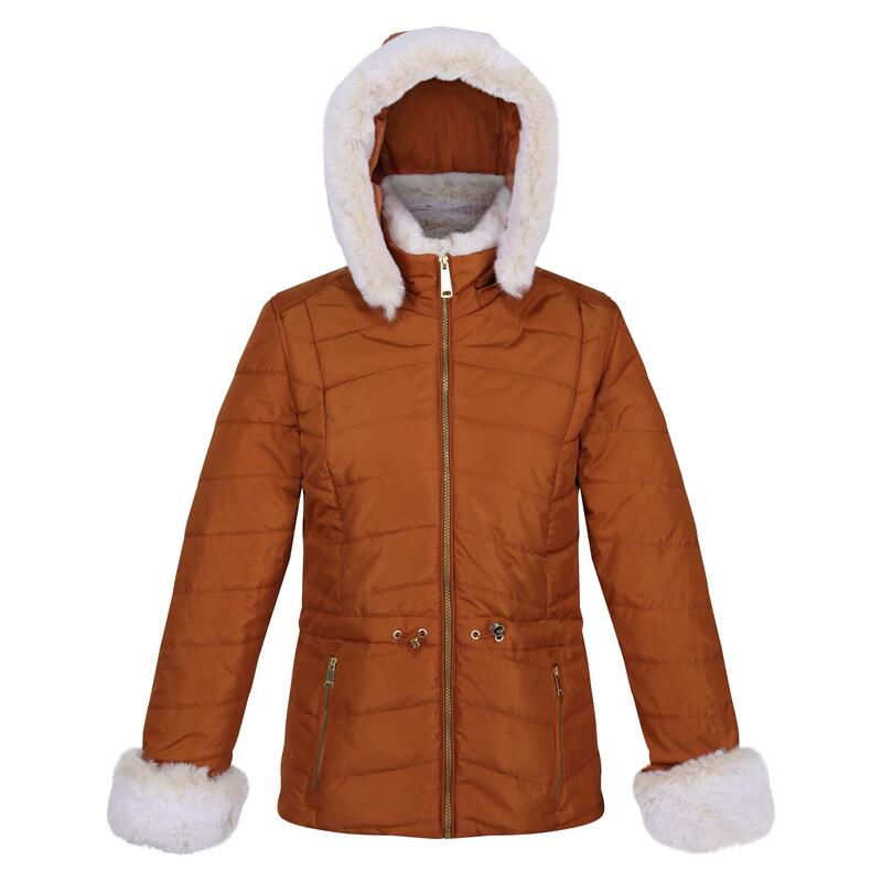 Chaqueta Willabella Ribete de Piel Sintética para Mujer Almendra Copper