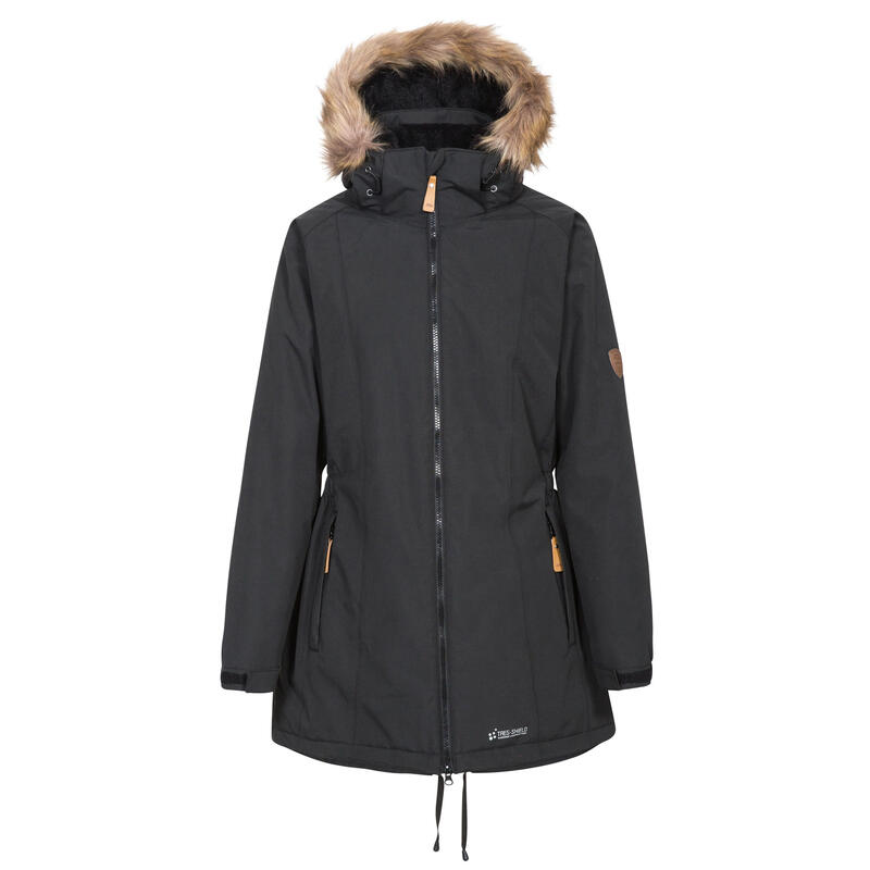 Casaco de Parka de Longo Comprimento Isolado para Mulheres/Ladies Preto