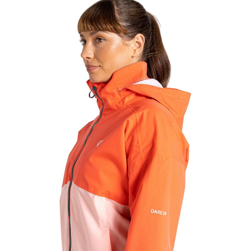 Chaqueta Impermeable Trail Colores Sólidos para Mujer Melocotón Neón