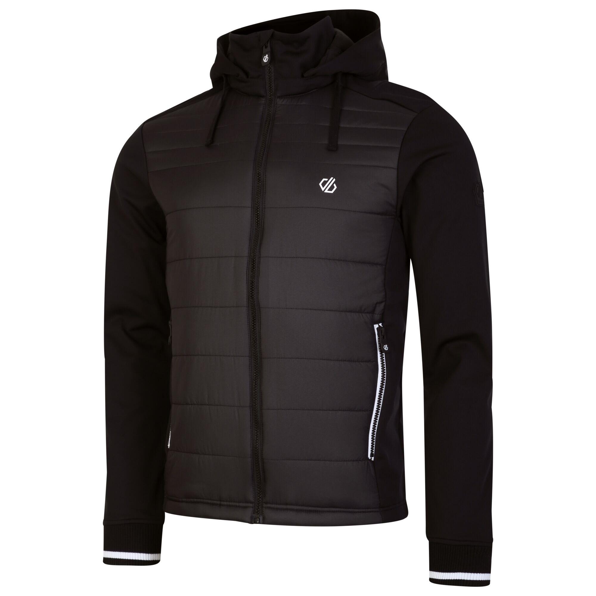 Mens Hooded Padded Full Zip Hybrid Jacket (Black) 3/5