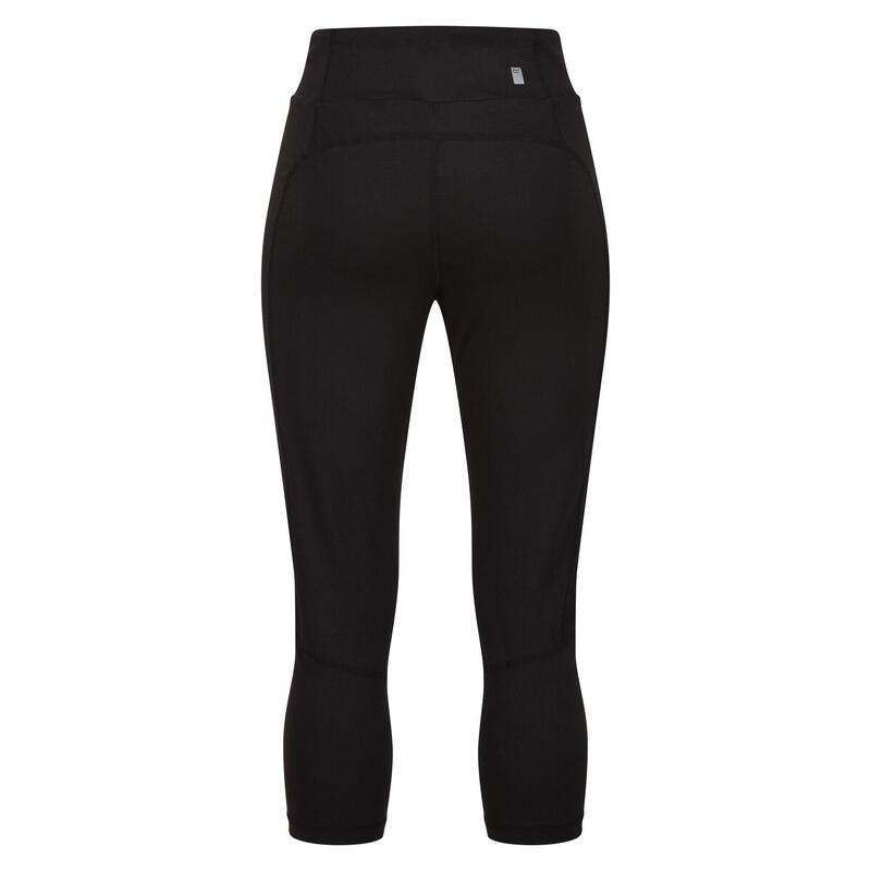 Dames Holeen Stretch Ademende 3/4 Legging (Zwart)