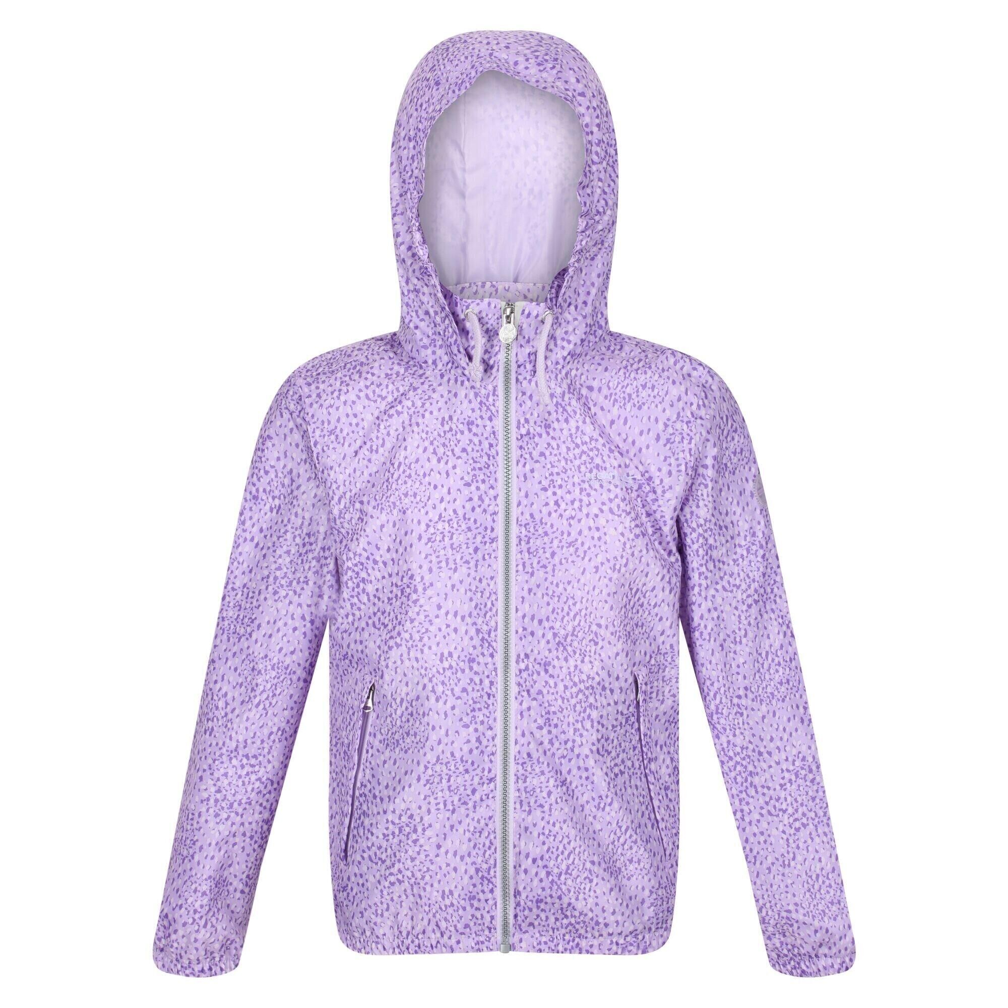 REGATTA Girls Catkin Animal Print Waterproof Jacket (Pastel/Lilac)