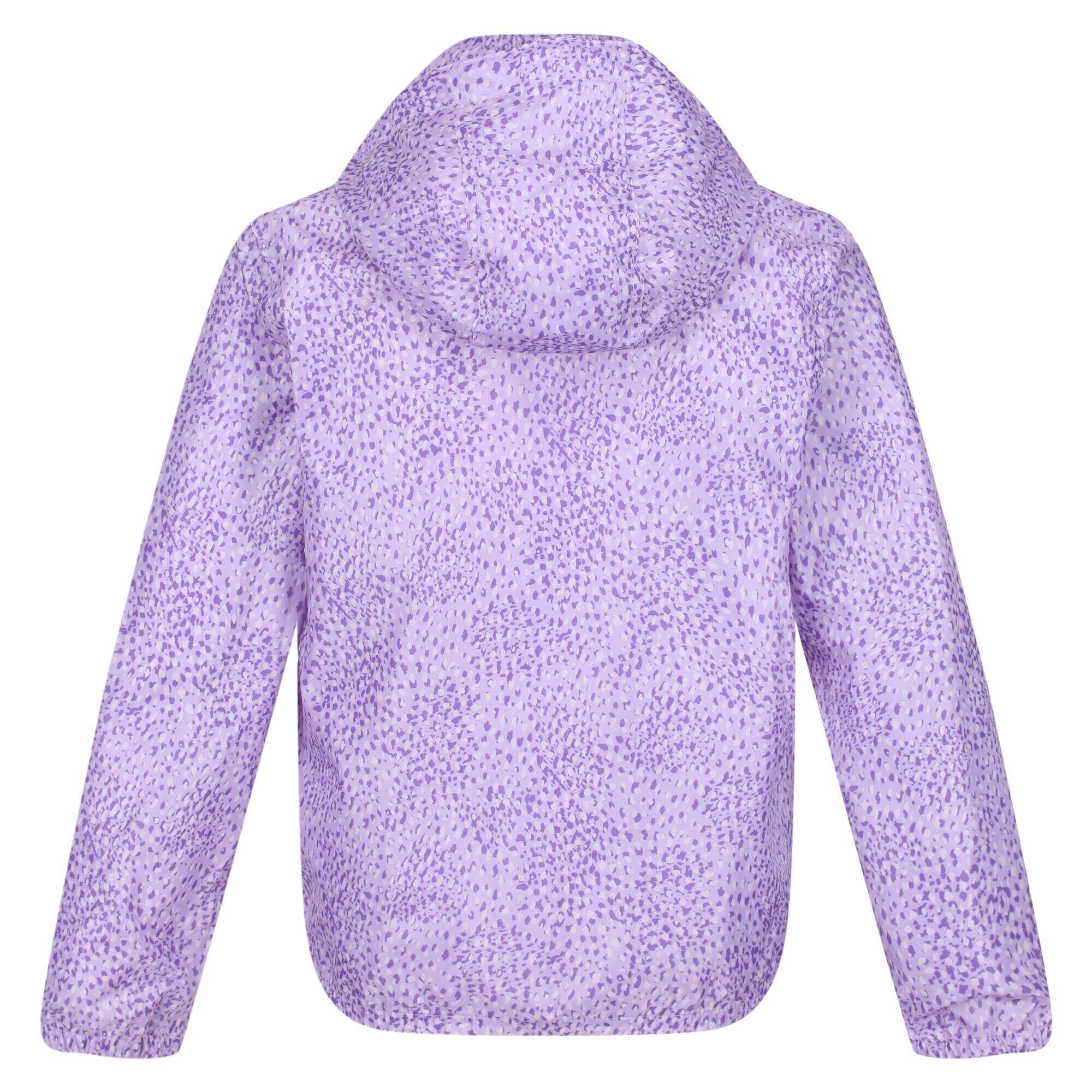 Girls Catkin Animal Print Waterproof Jacket (Pastel/Lilac) 2/5