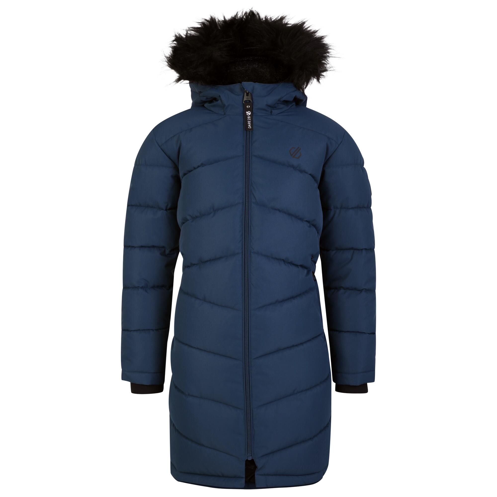 Dare 2b - Parka Motif/style Matelassé Striking Fille (denim Sombre) - Doudoune Duvet - Bleu|gris - 4 À 6 Ans - Decathlon