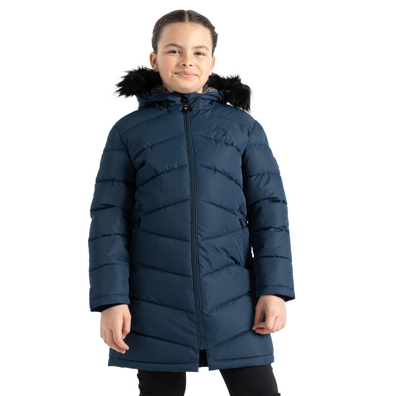 Opvallende III gewatteerde parka voor meisjes (Maanlicht Denim)