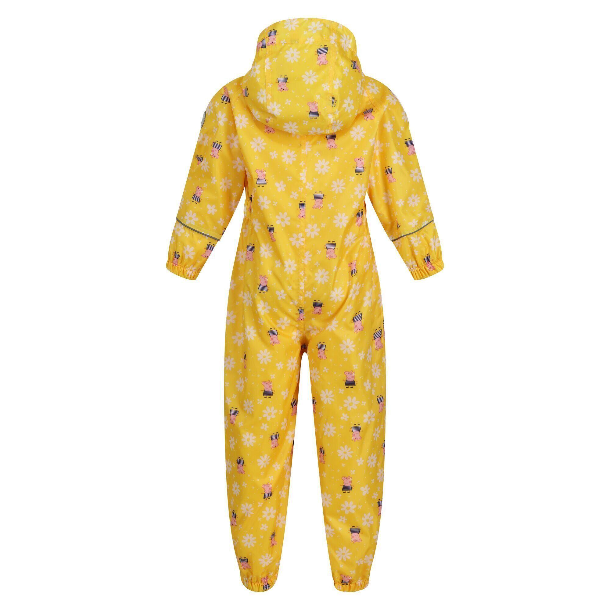 Childrens/Kids Pobble Peppa Pig Floral Waterproof Puddle Suit (Maize Yellow) 2/5