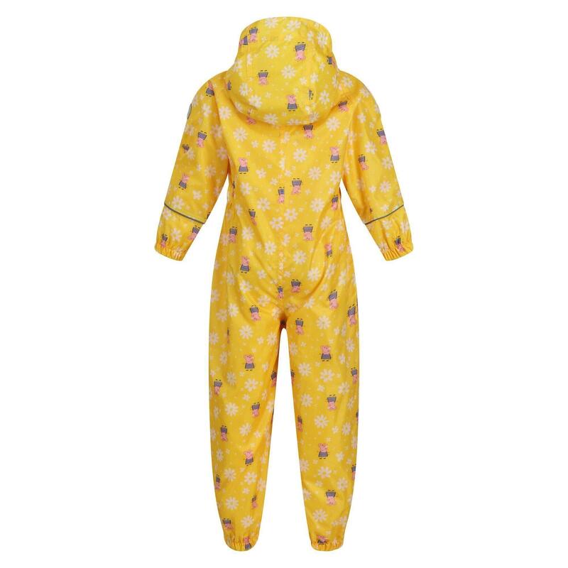 Macacão de Chuva Impermeável Porquinha Peppa Floral Pobble Criança Amarelo Milho