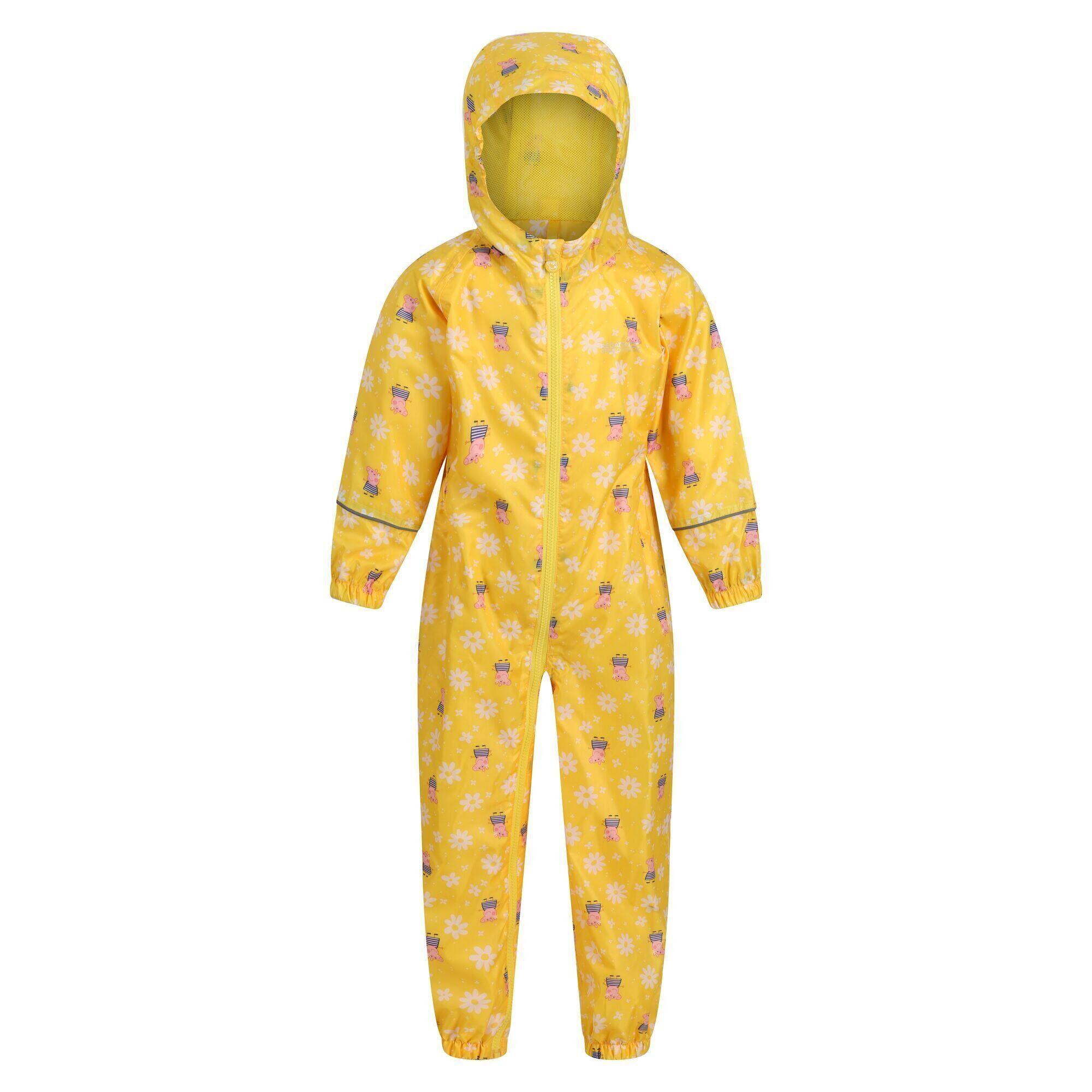 Childrens/Kids Pobble Peppa Pig Floral Waterproof Puddle Suit (Maize Yellow) 1/5