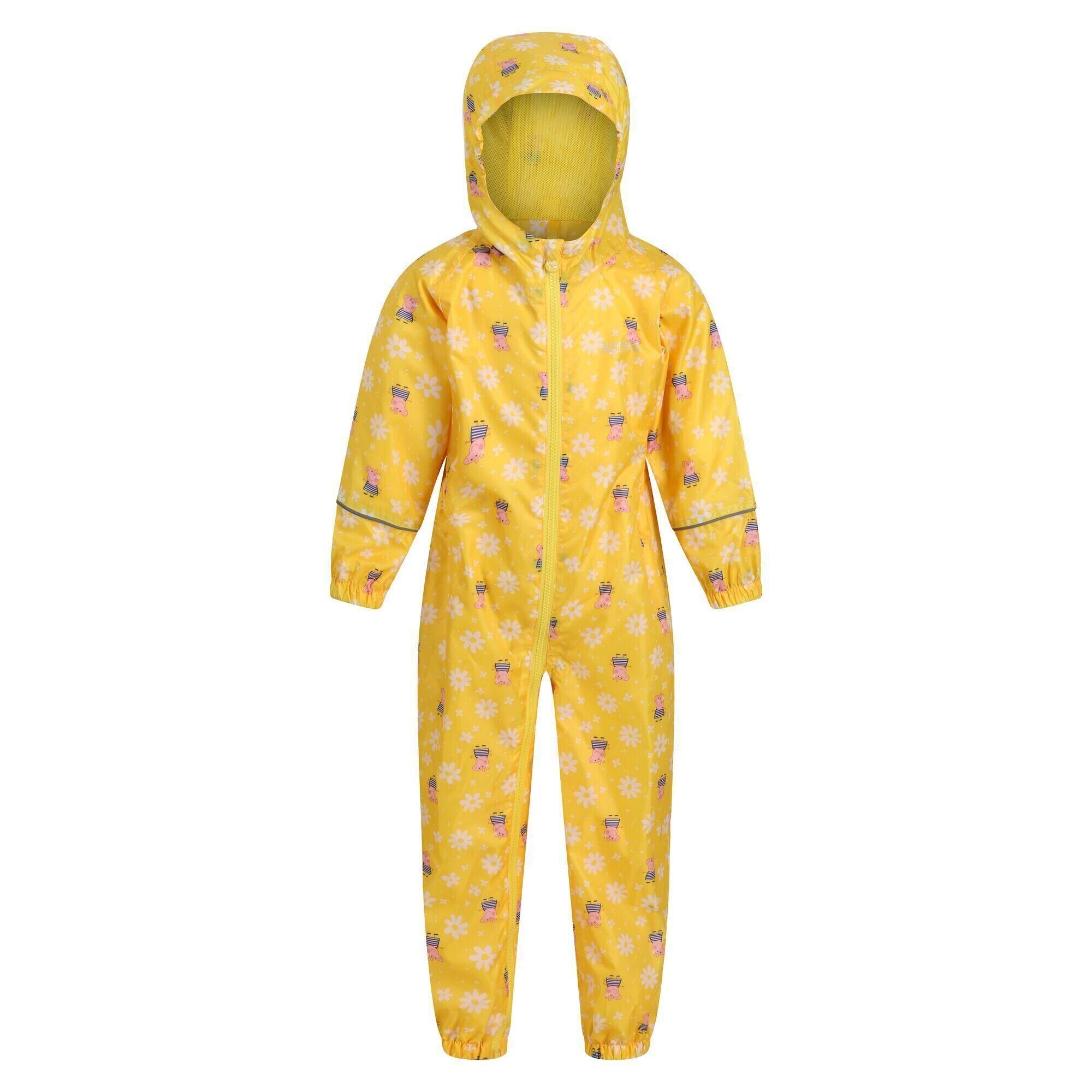REGATTA Childrens/Kids Pobble Peppa Pig Floral Waterproof Puddle Suit (Maize Yellow)