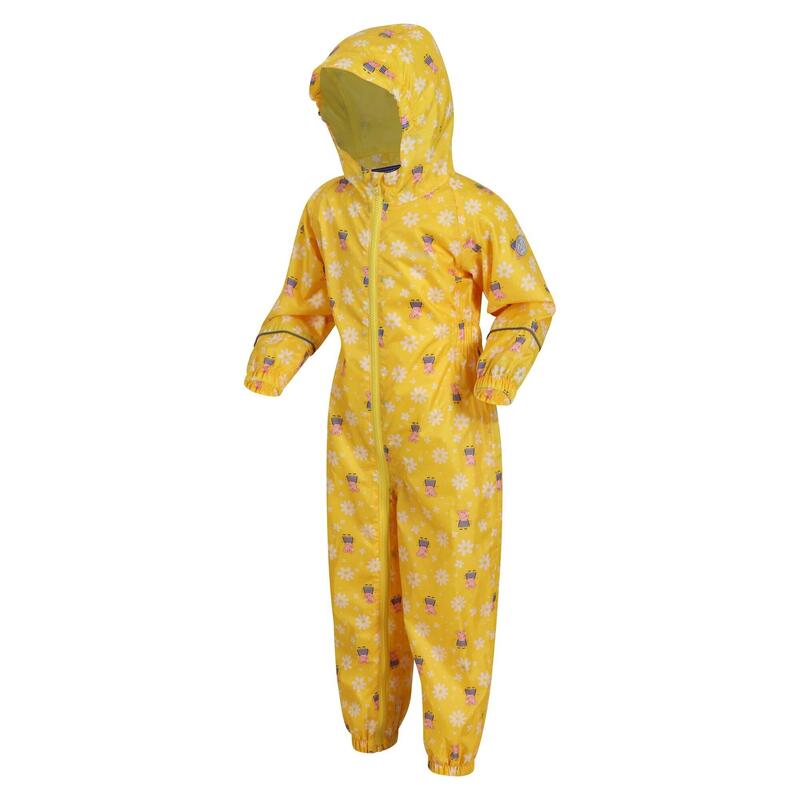 Macacão de Chuva Impermeável Porquinha Peppa Floral Pobble Criança Amarelo Milho