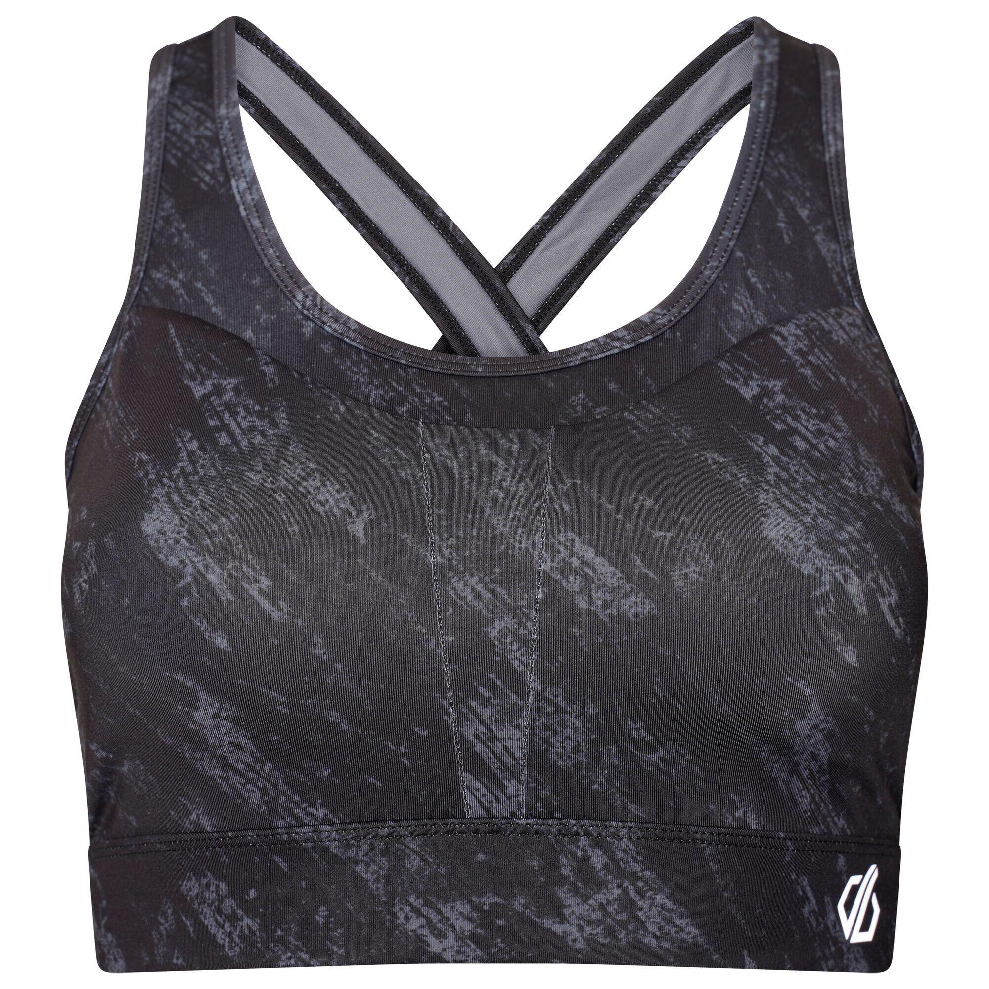 DARE 2B Womens/Ladies Mantra Sports Bra (Ebony Grey/Black)