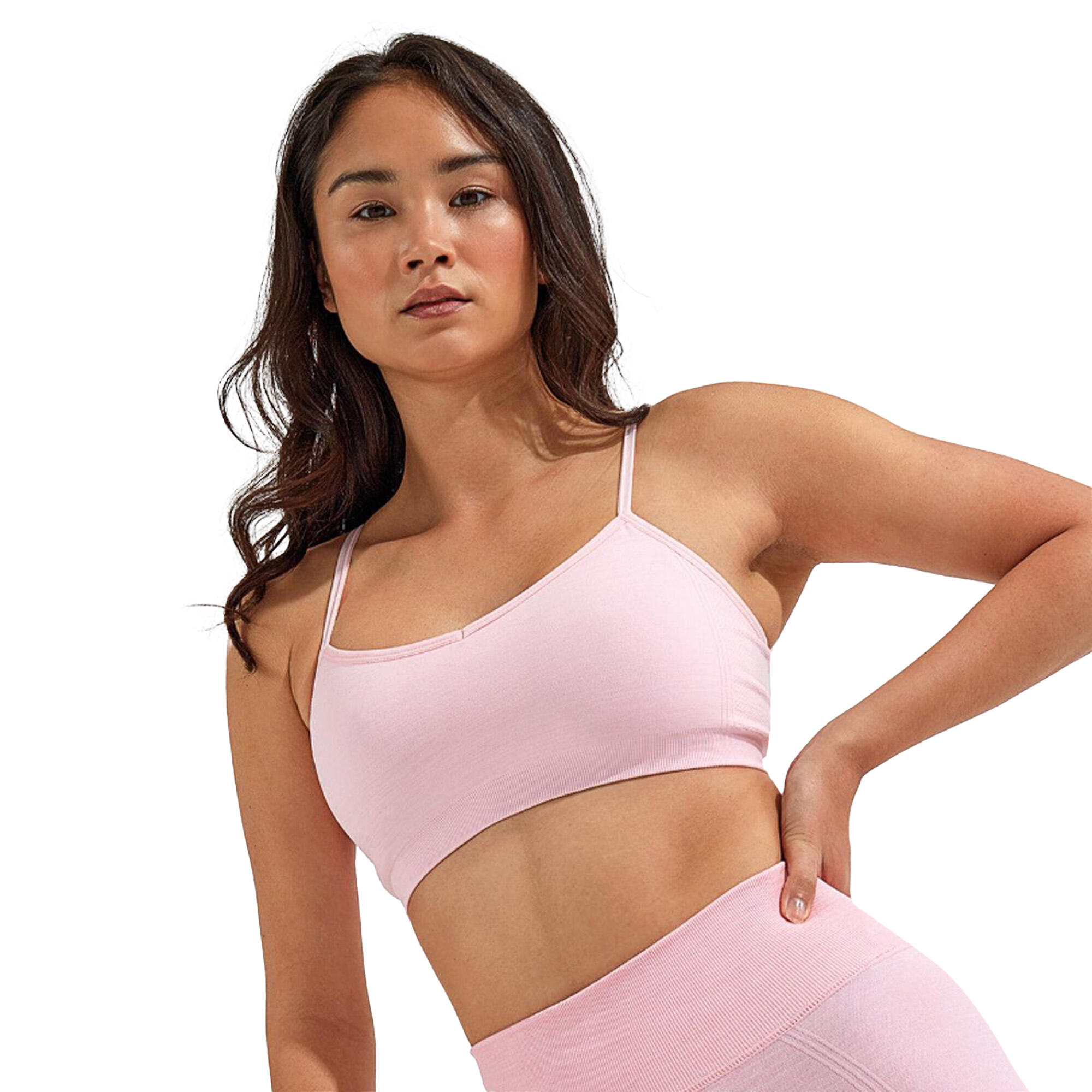 Womens/Ladies Melange Seamless 3D Sports Bra (Light Pink) 3/3