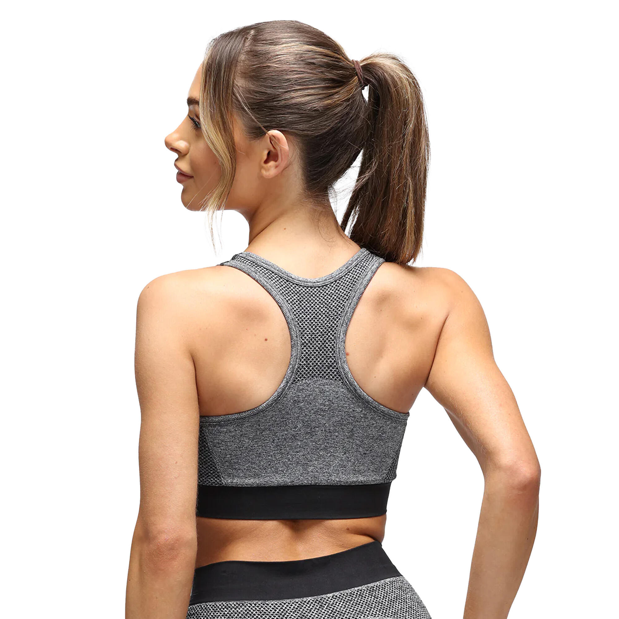 Reggiseno Sportivo 3D Scolpito Senza Cuciture Donna TriDri Nero 2/3