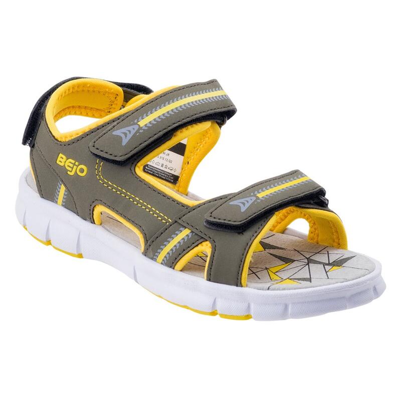 Beni leren sandalen voor kinderen (Kaki/Geel)