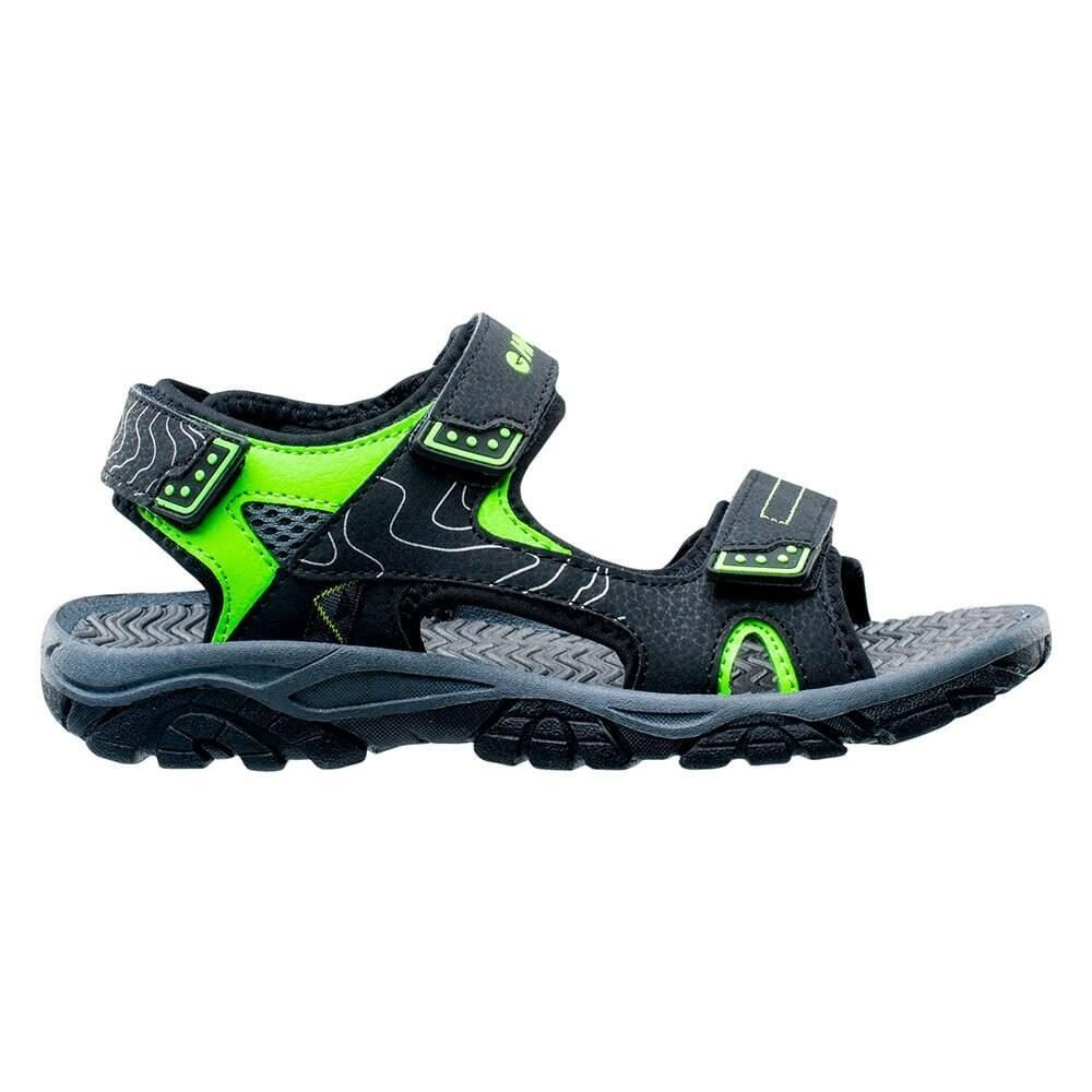 Childrens/Kids Menar Sandals (Black/Dark Grey/Lime) 2/4