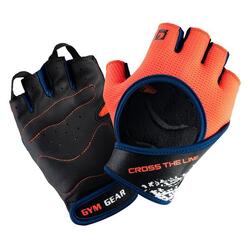 Heren Emio Lederen Vingerloze Handschoenen (Kruidig Oranje/Middeleeuws Blauw)