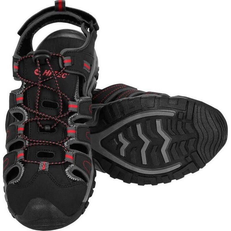 Heren Tiore Logo sandalen (Zwart/Donkergrijs/Rood)