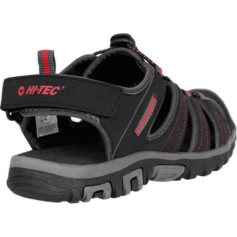 Heren Tiore Logo sandalen (Zwart/Donkergrijs/Rood)