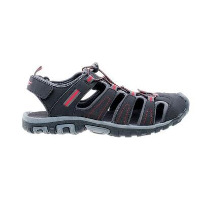 Heren tiore logo sandalen (zwart/donkergrijs/rood)
