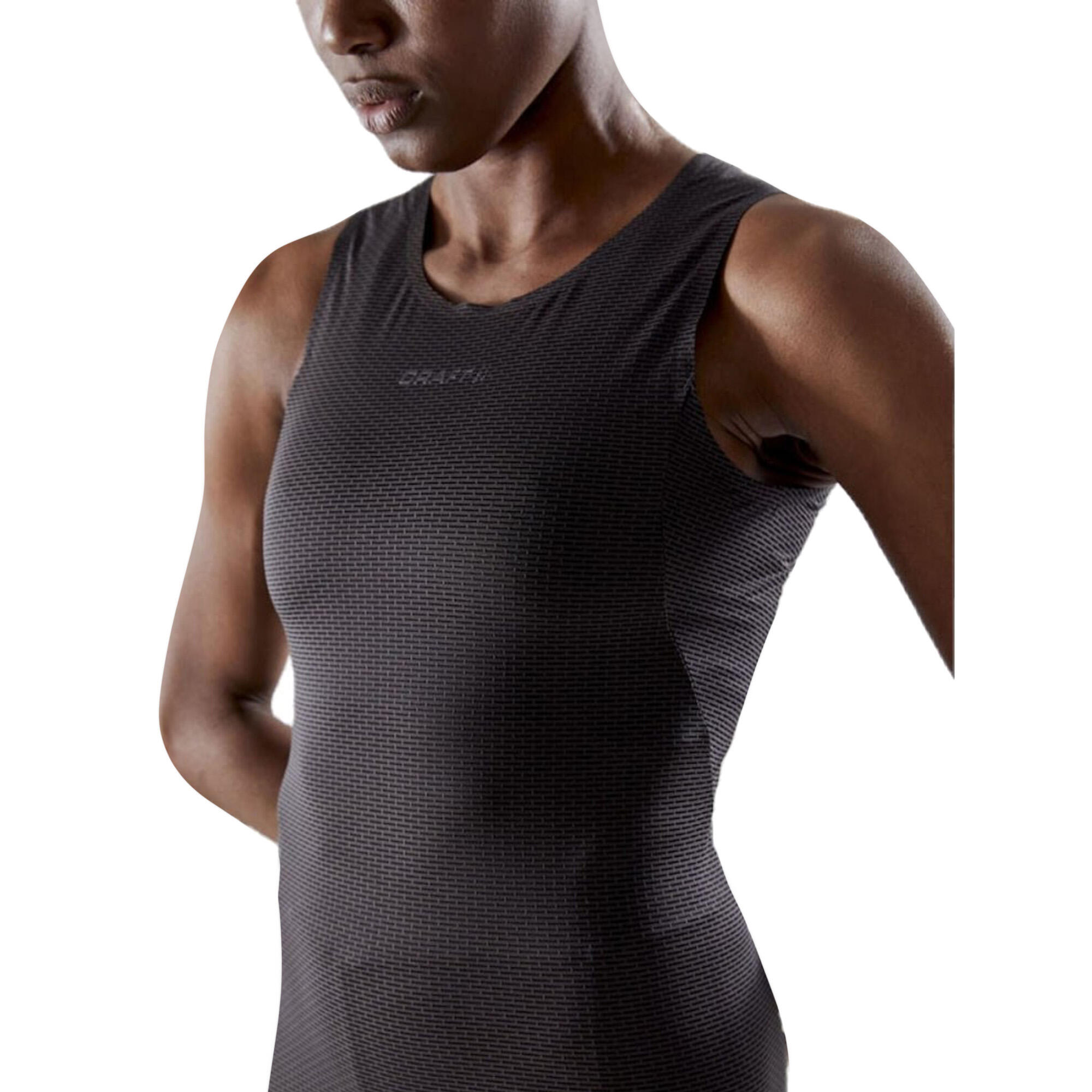Womens/Ladies Pro Dry Sleeveless Base Layer Top (Black) 3/3