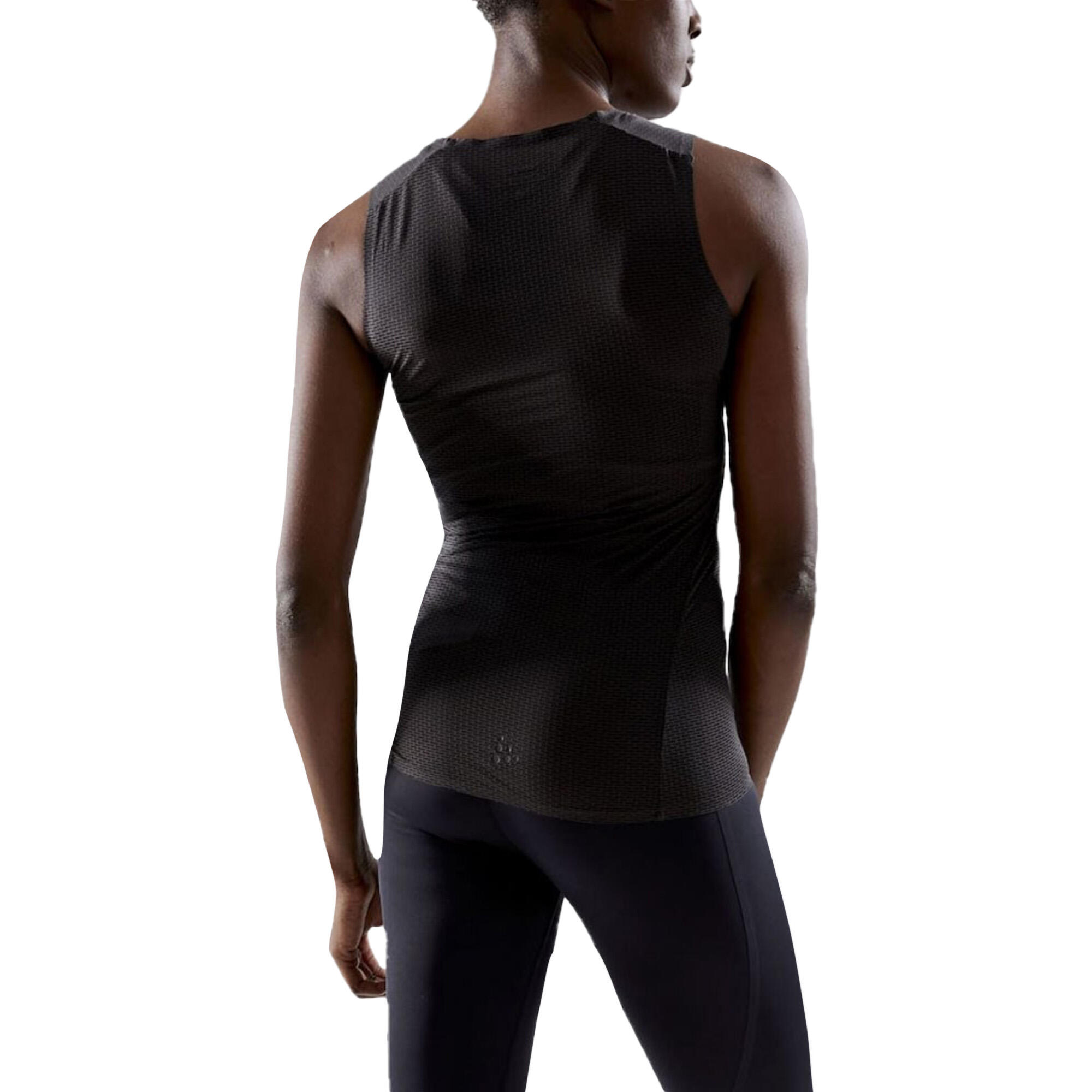 Womens/Ladies Pro Dry Sleeveless Base Layer Top (Black) 2/3