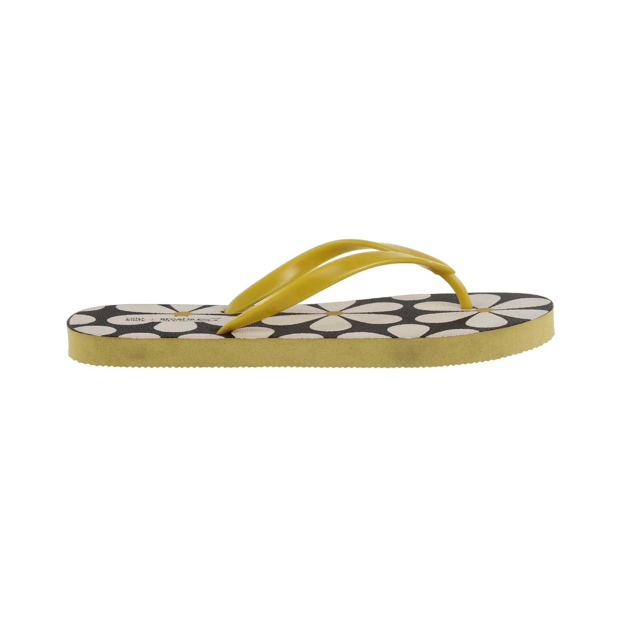 Womens/Ladies Daisy Flip Flops (Black) 4/5