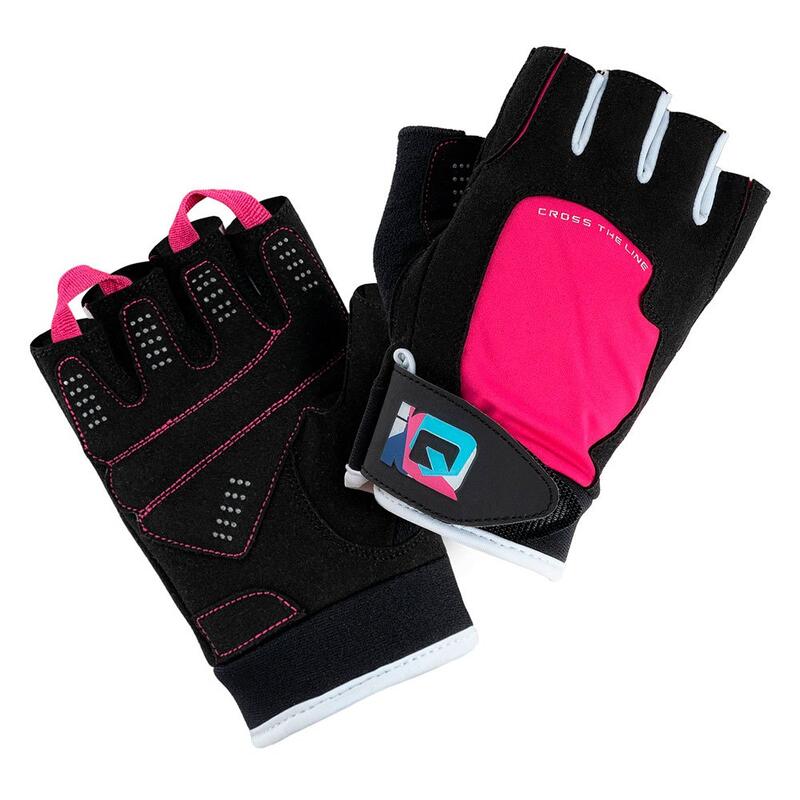 Uomo Logo Guanti Senza Dita IQ Mill II Nero Rosa Achillea Bianco