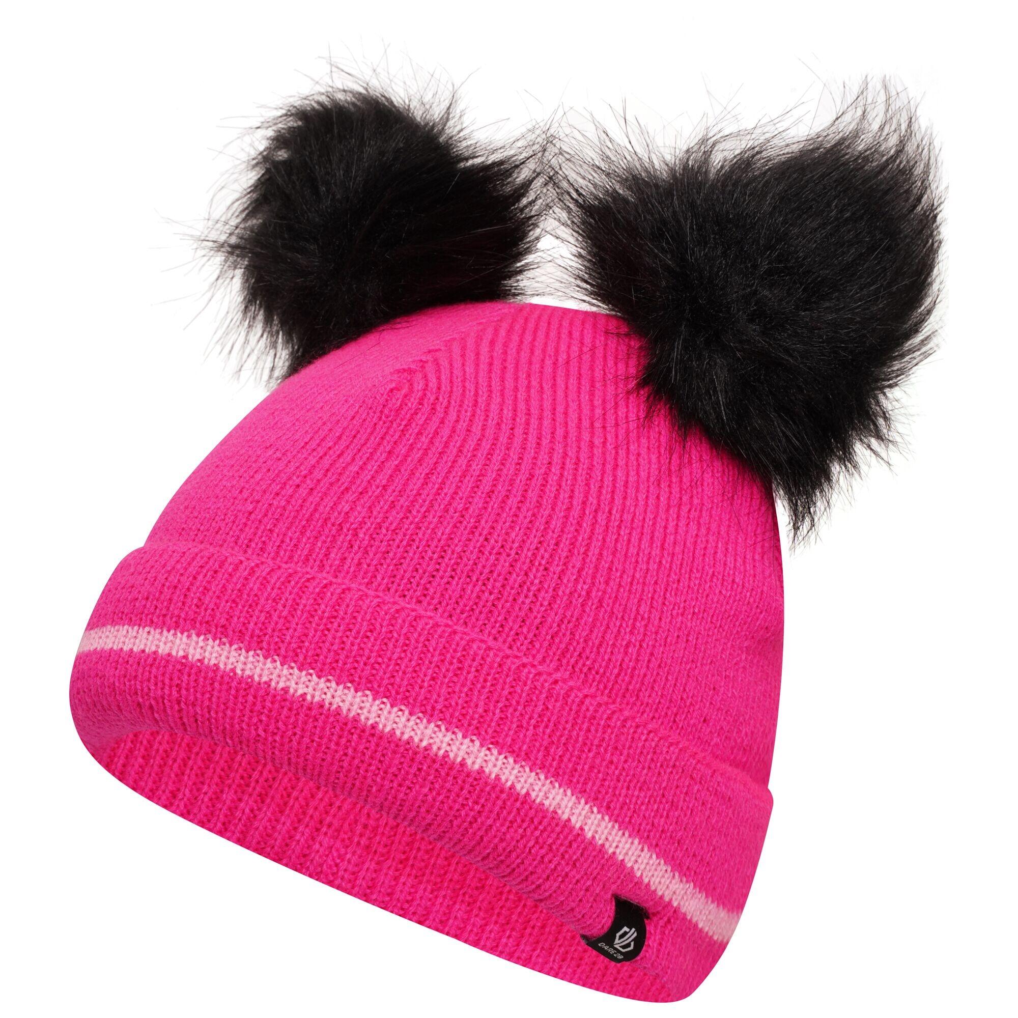 Childrens/Kids Brighten Fluffy Hat And Gloves Set (Pink Glow/Cotton Candy) 3/4