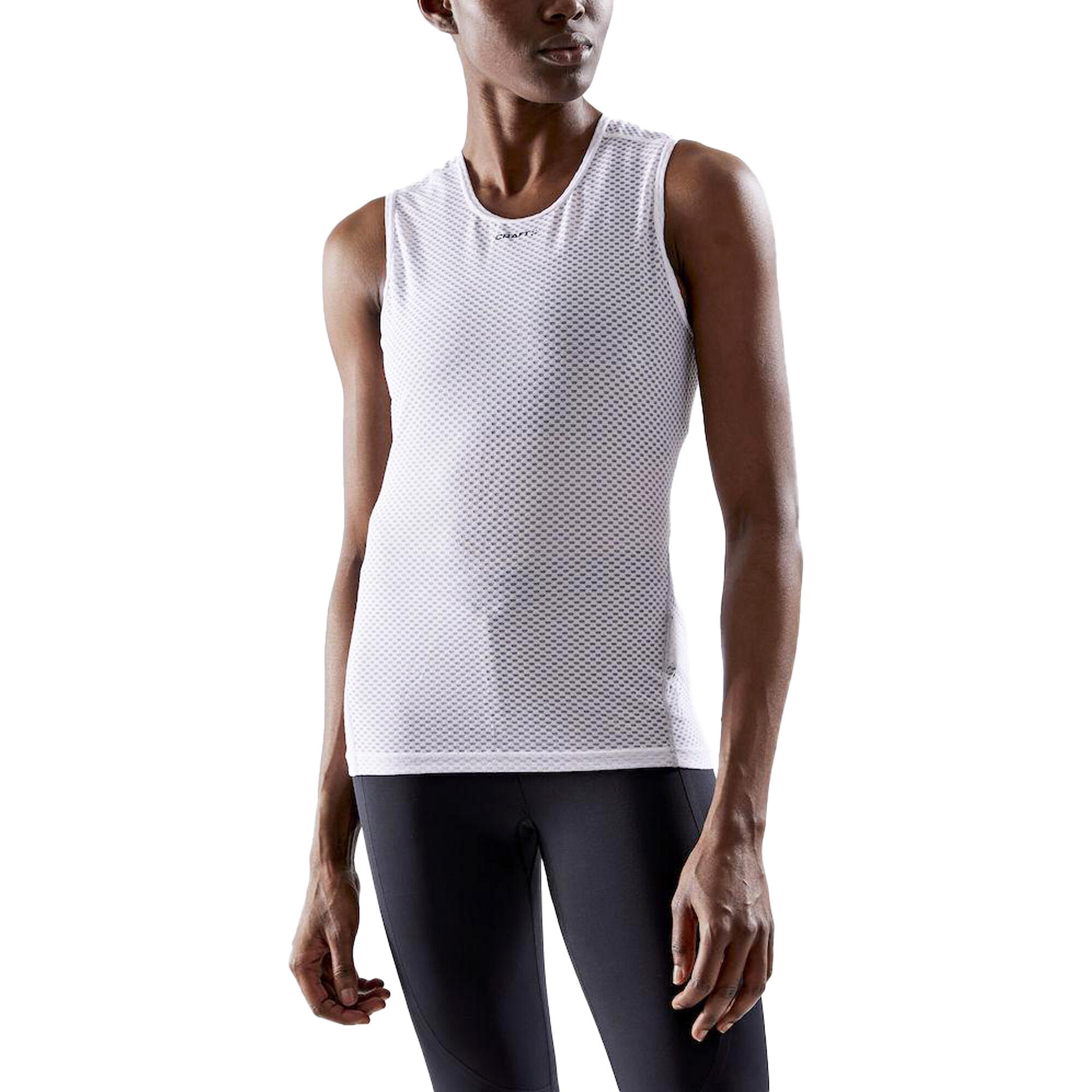 Womens/Ladies Sleeveless Base Layer Top (White) 3/3