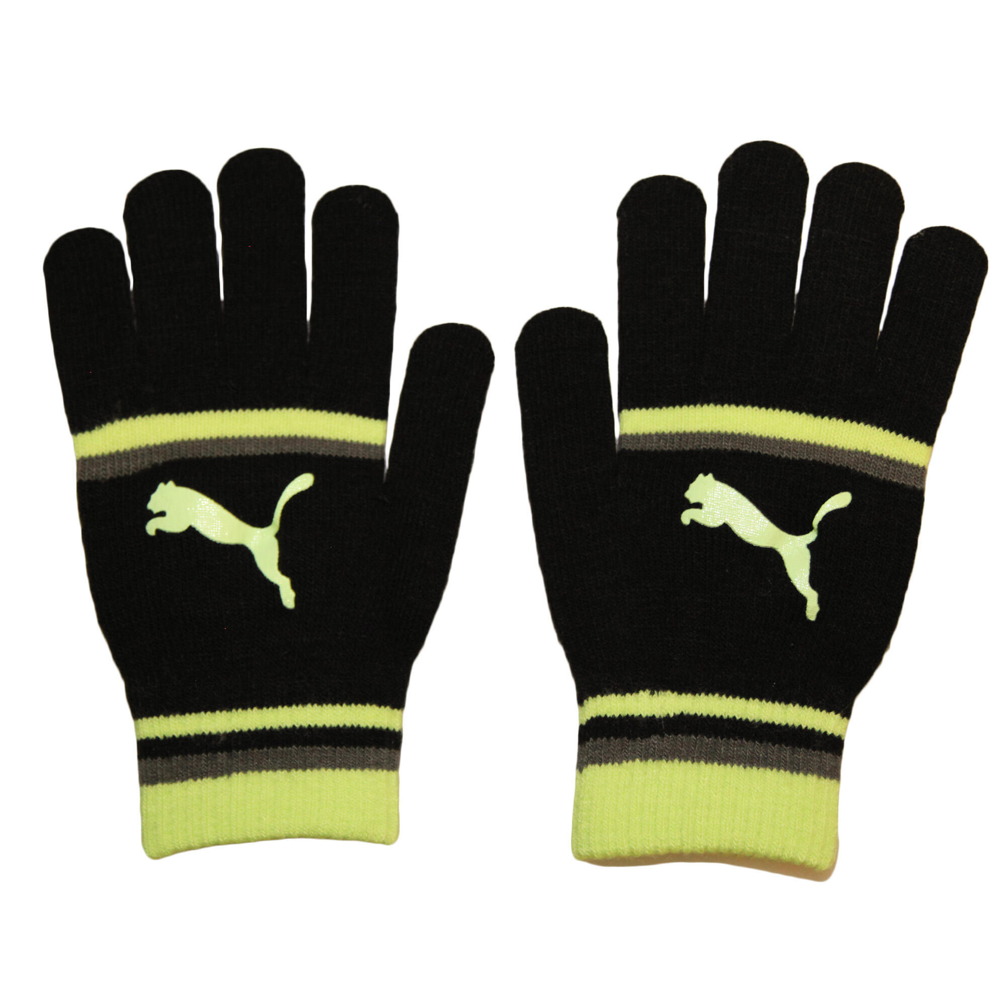 Womens/Ladies Striped Gloves (Black/Hi-Vis Yellow) 1/3