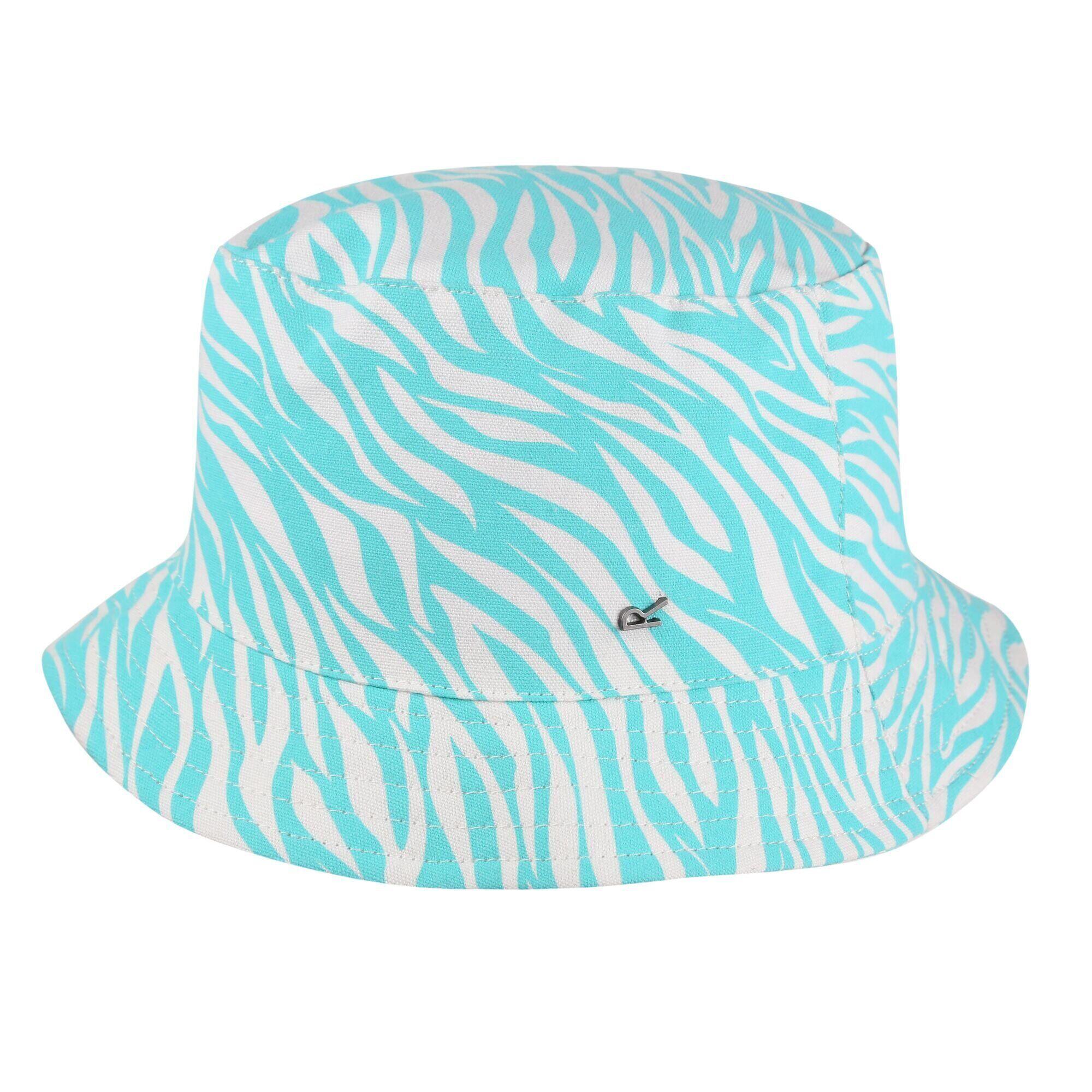 Childrens/Kids Crow Zebra Print Canvas Bucket Hat (Aruba Blue) 1/5