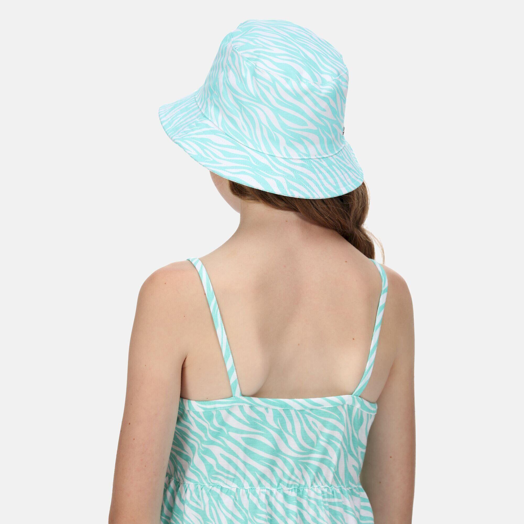 Childrens/Kids Crow Zebra Print Canvas Bucket Hat (Aruba Blue) 2/5