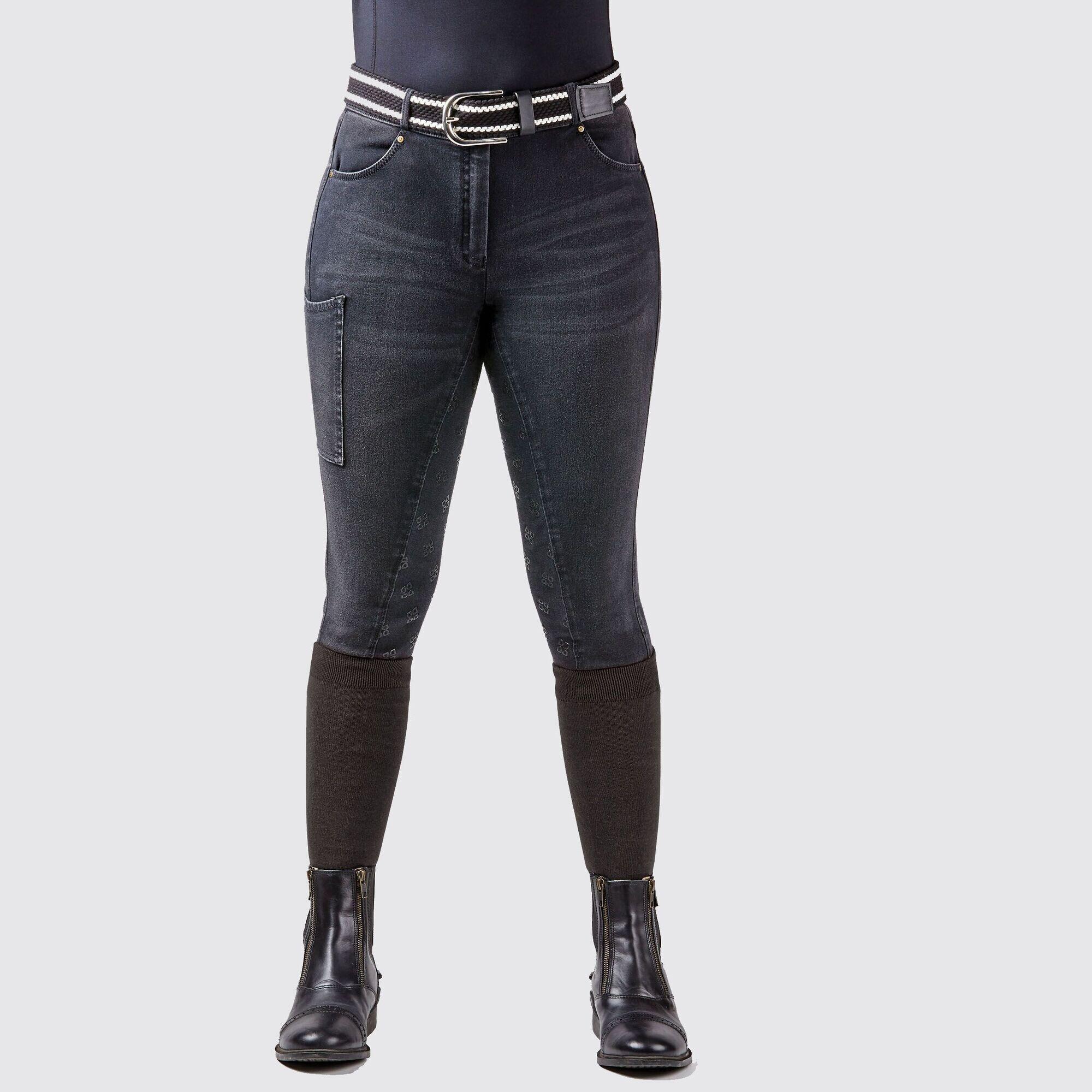 Womens/Ladies Shona Denim Breeches (Ash) 3/4
