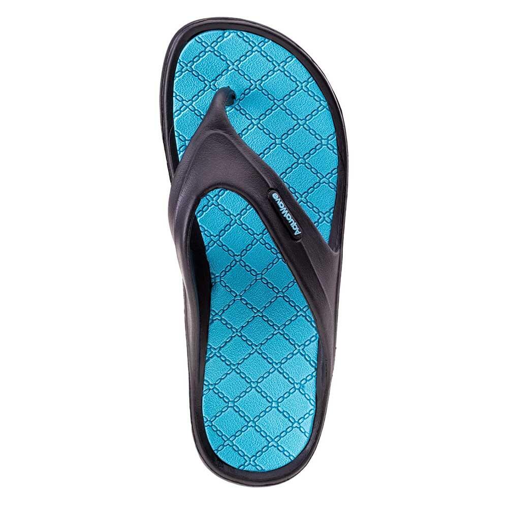 Dames Alema Teenslippers (Zwart/Blauw Curacao) 3/4