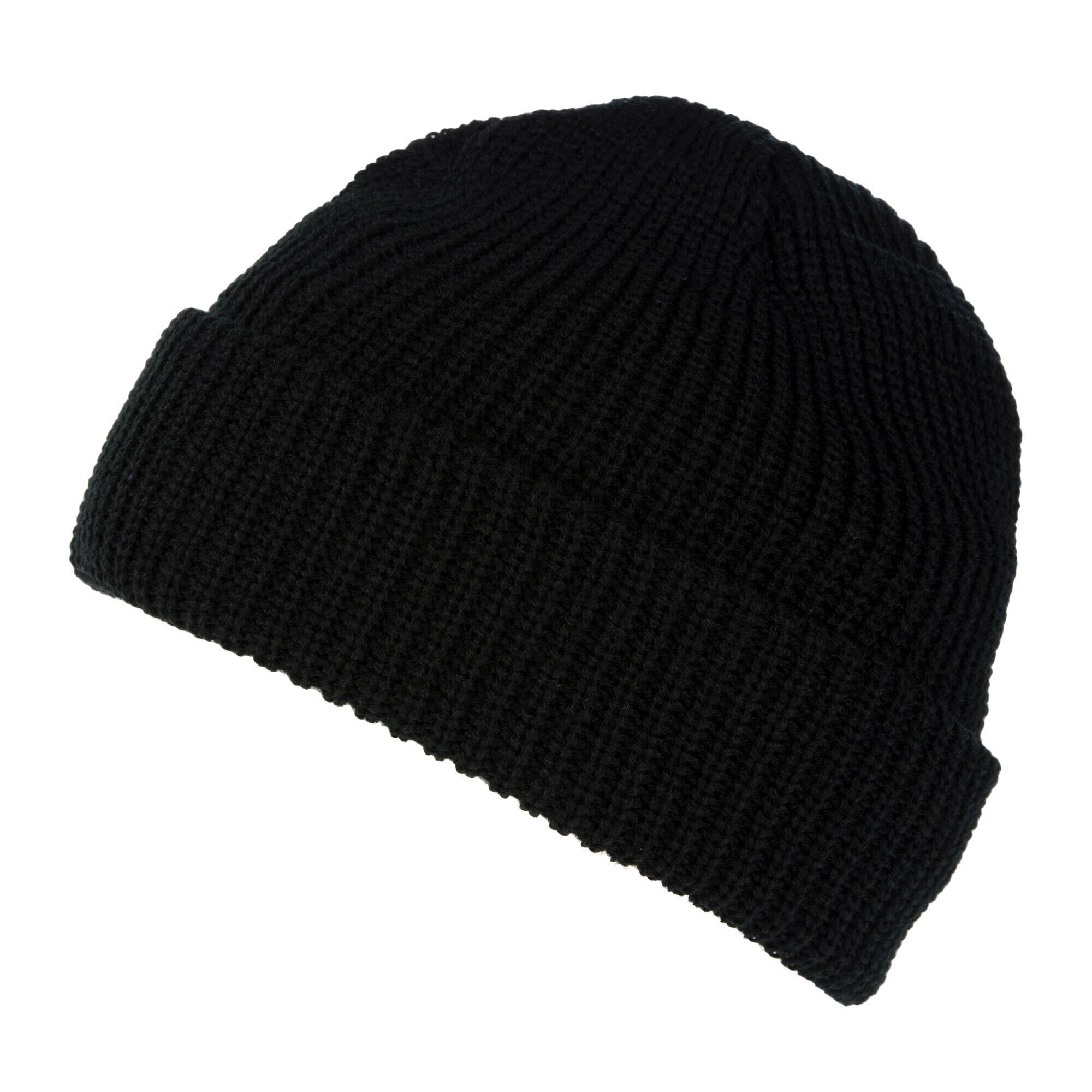 Unisex Fully Ribbed Winter Watch Cap / Hat (Black) 3/4