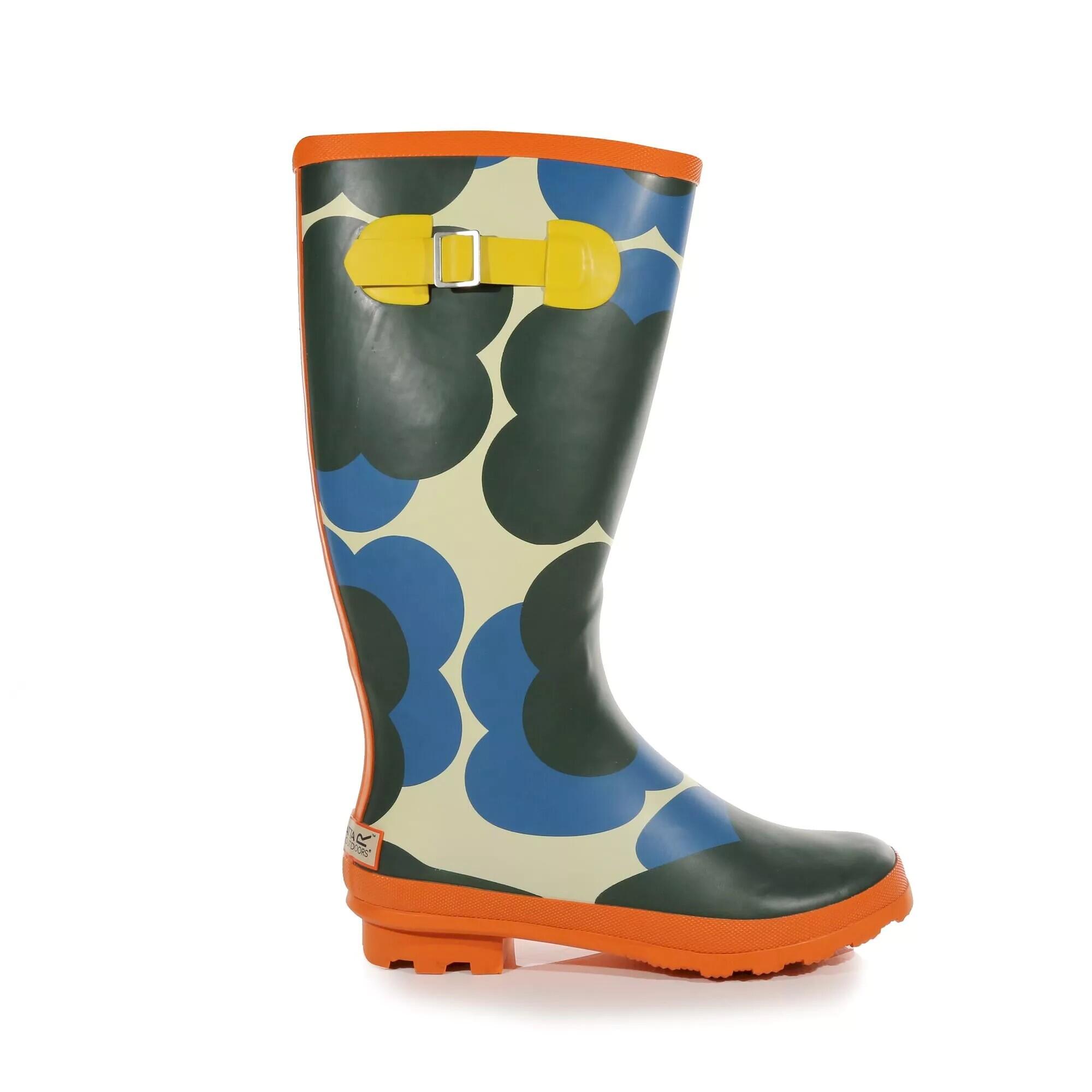 Womens/Ladies Orla Kiely Shadow Flower Wellington Boots (Blue/Black/Orange) 3/5