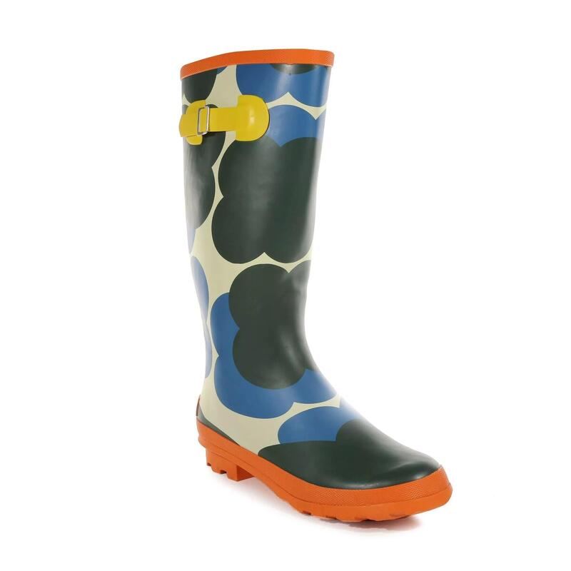 Gummistiefel "Orla Kiely", Schattenblume Damen Blau/Schwarz/Orange