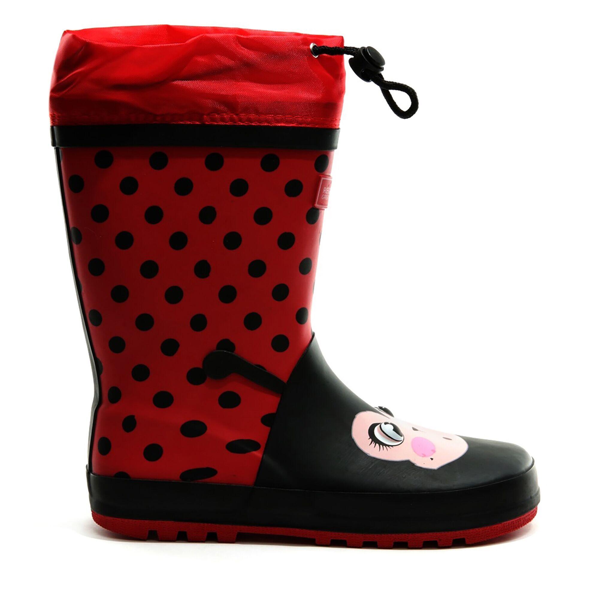 Childrens/Kids Mudplay Dinosaur Wellingtons (Red/Black Solid) 4/5