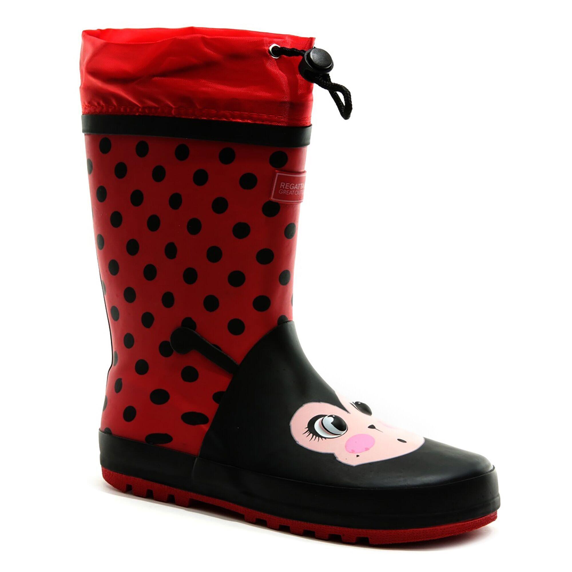 Childrens/Kids Mudplay Dinosaur Wellingtons (Red/Black Solid) 1/5