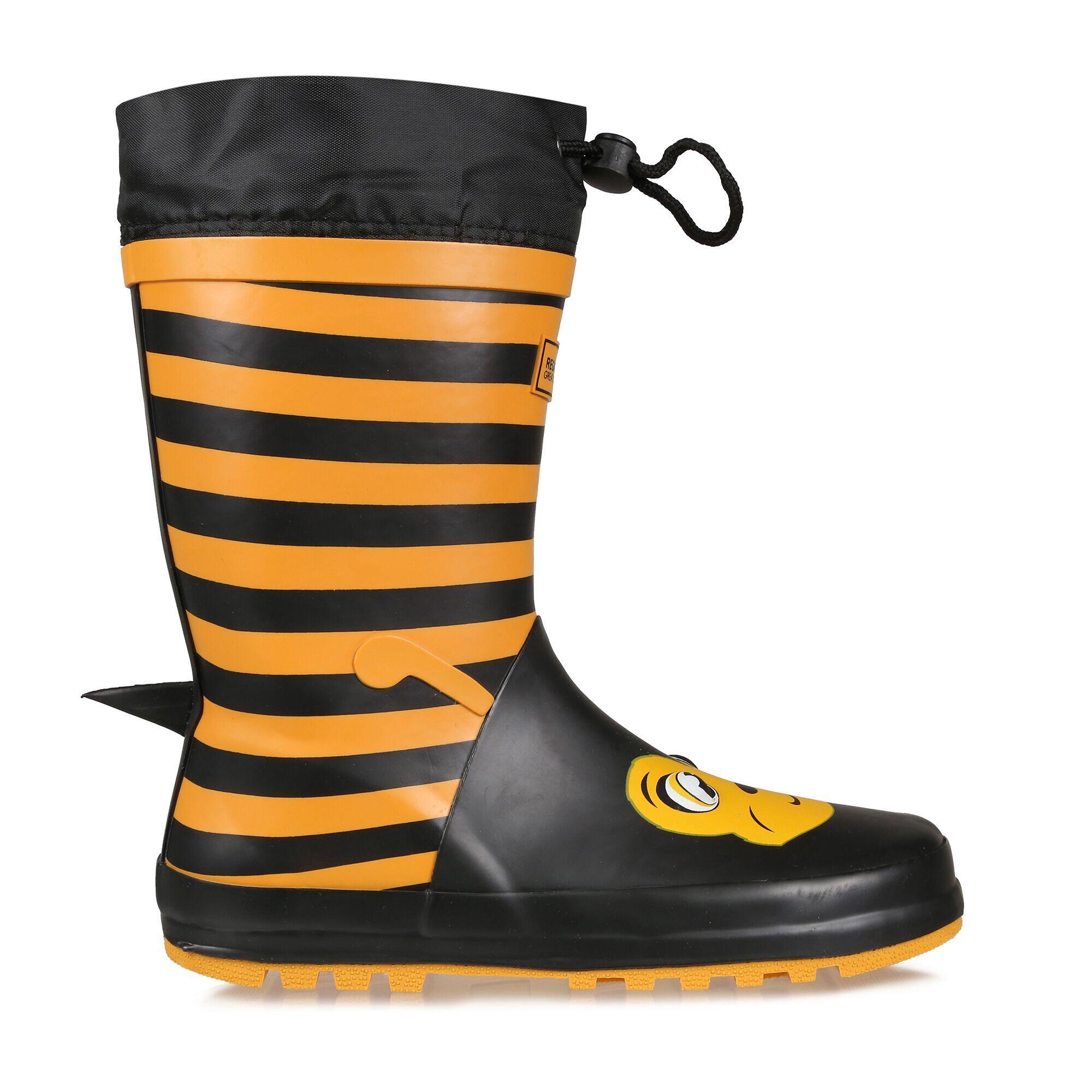 Childrens/Kids Mudplay Dinosaur Wellingtons (Black/Yellow Stripe) 4/5