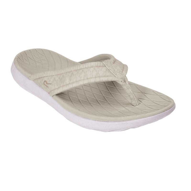 Dames teenslippers Belle (Nootmuskaat/Wit)