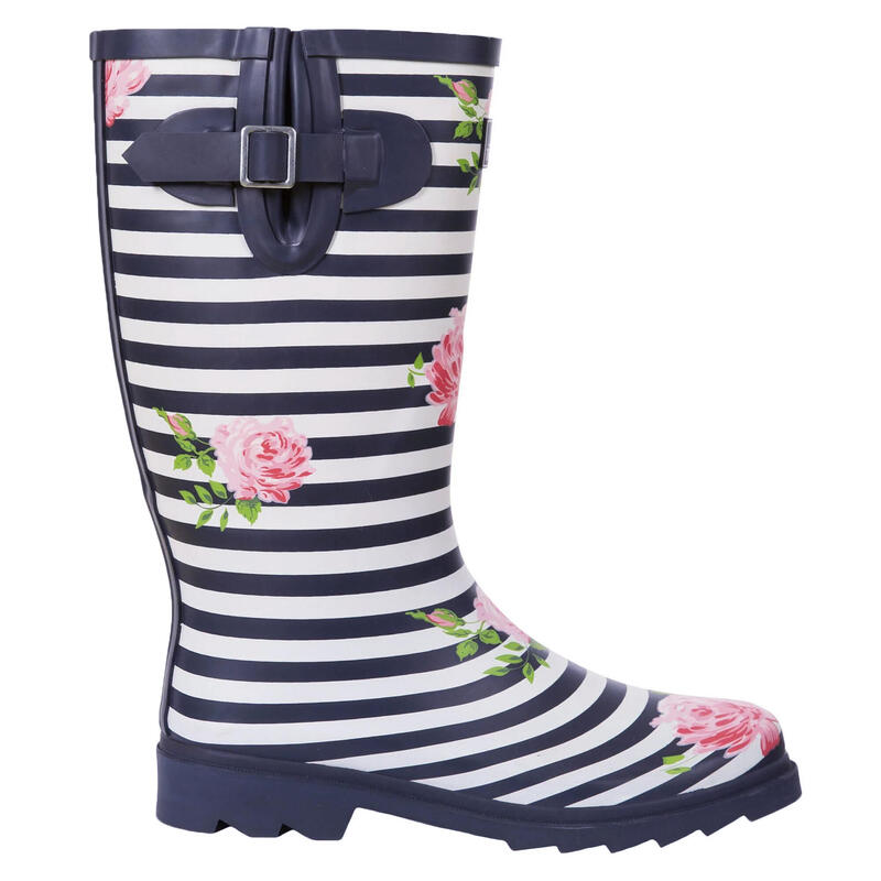 Gummistiefel "Elena", Floral Damen Marineblau/Weiß/Pink