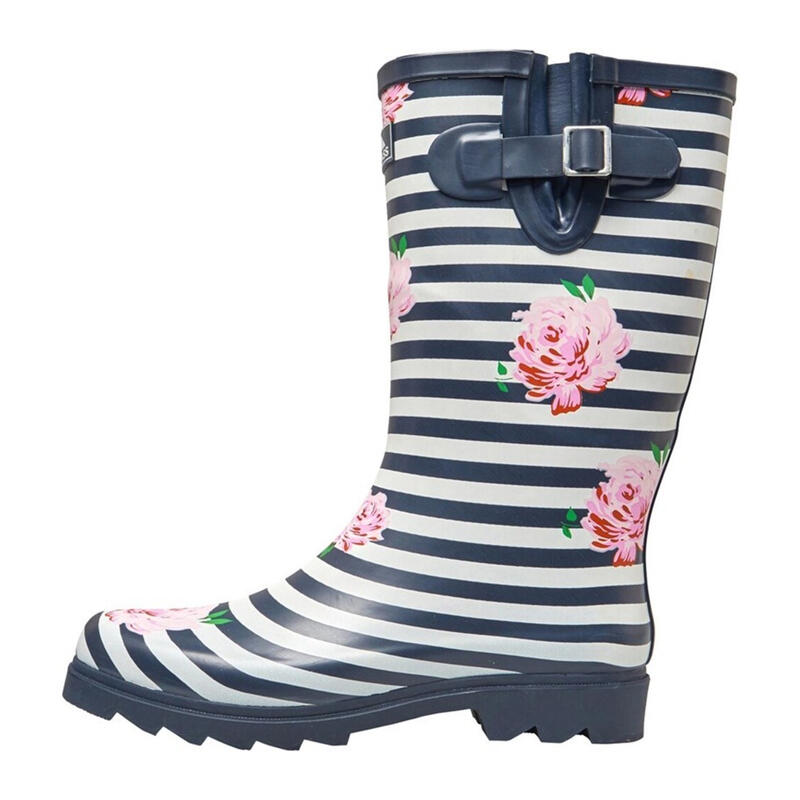 Gummistiefel "Elena", Floral Damen Marineblau/Weiß/Pink