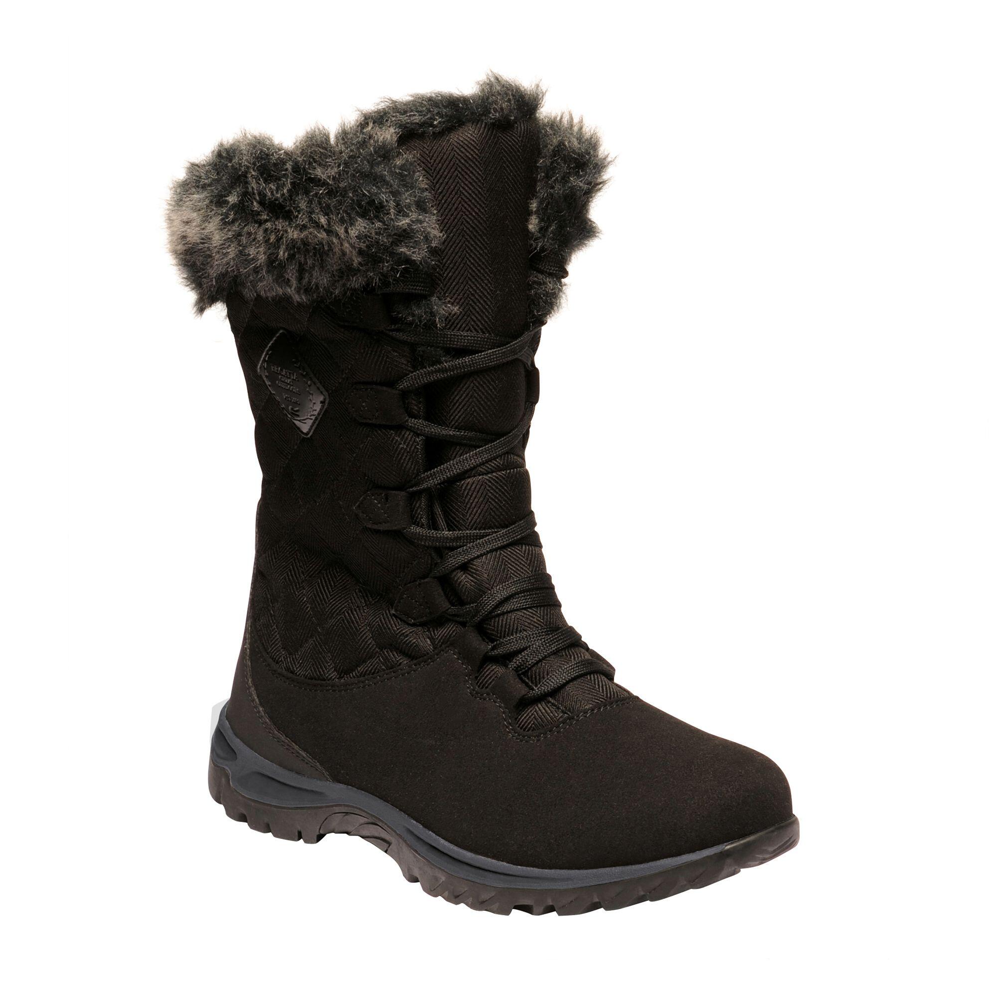 REGATTA Great Outdoors Womens/Ladies Newley Faux Fur Trim Thermo Boots (Black/Briar